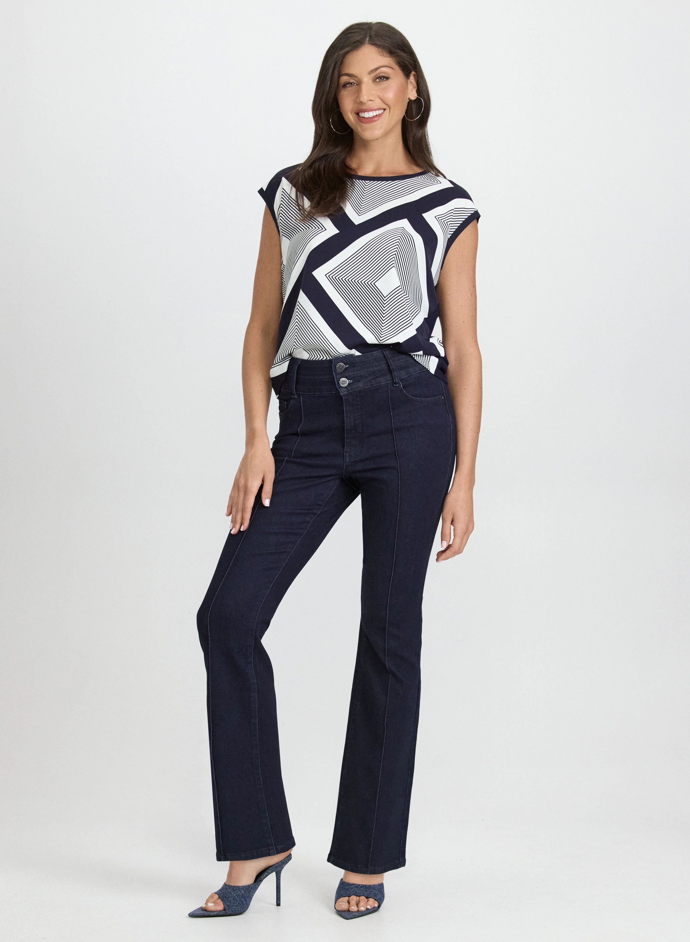 Geometric Cap Sleeve Top - Image 3