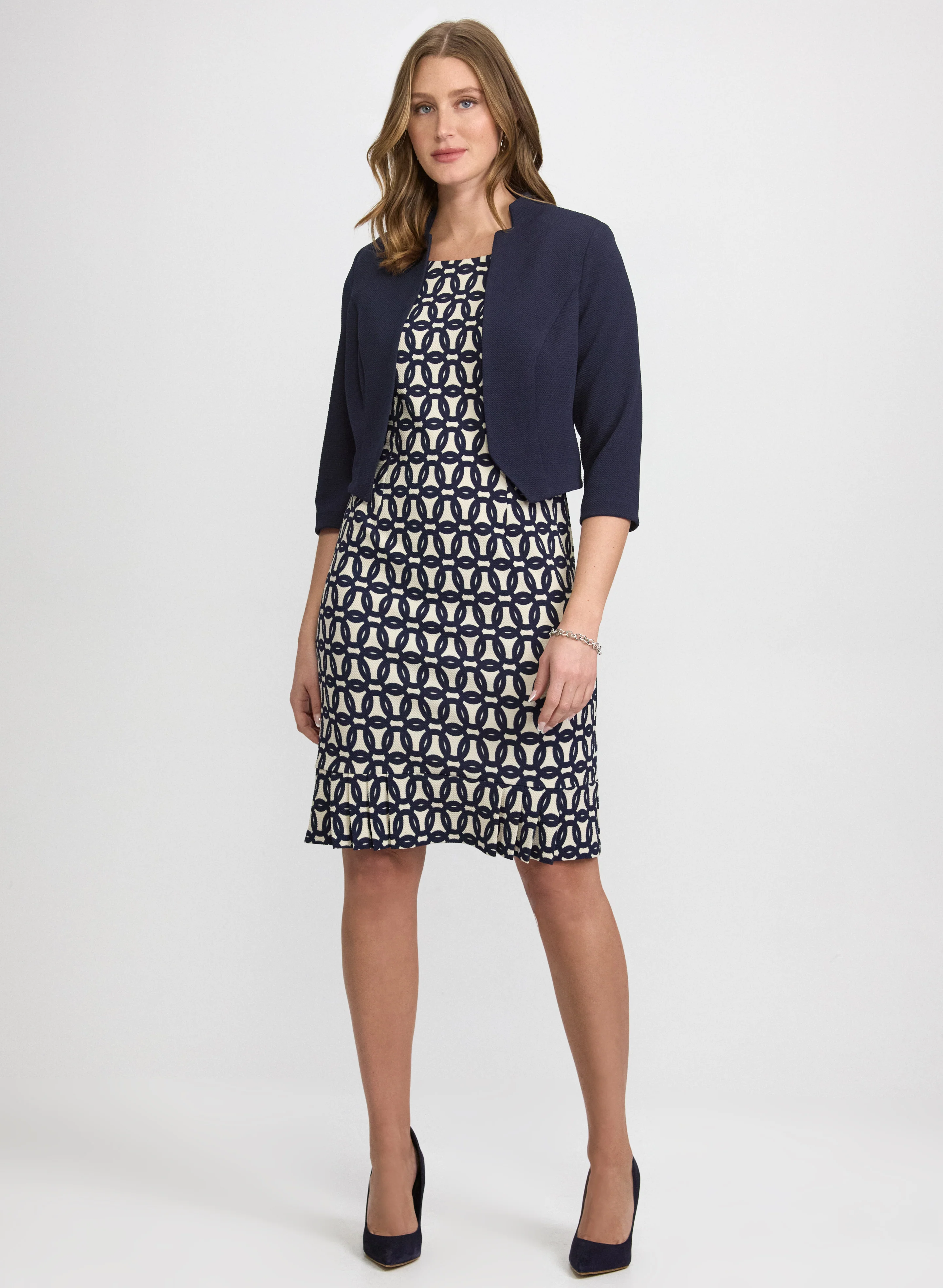 Geometric Dress & Jacket Set