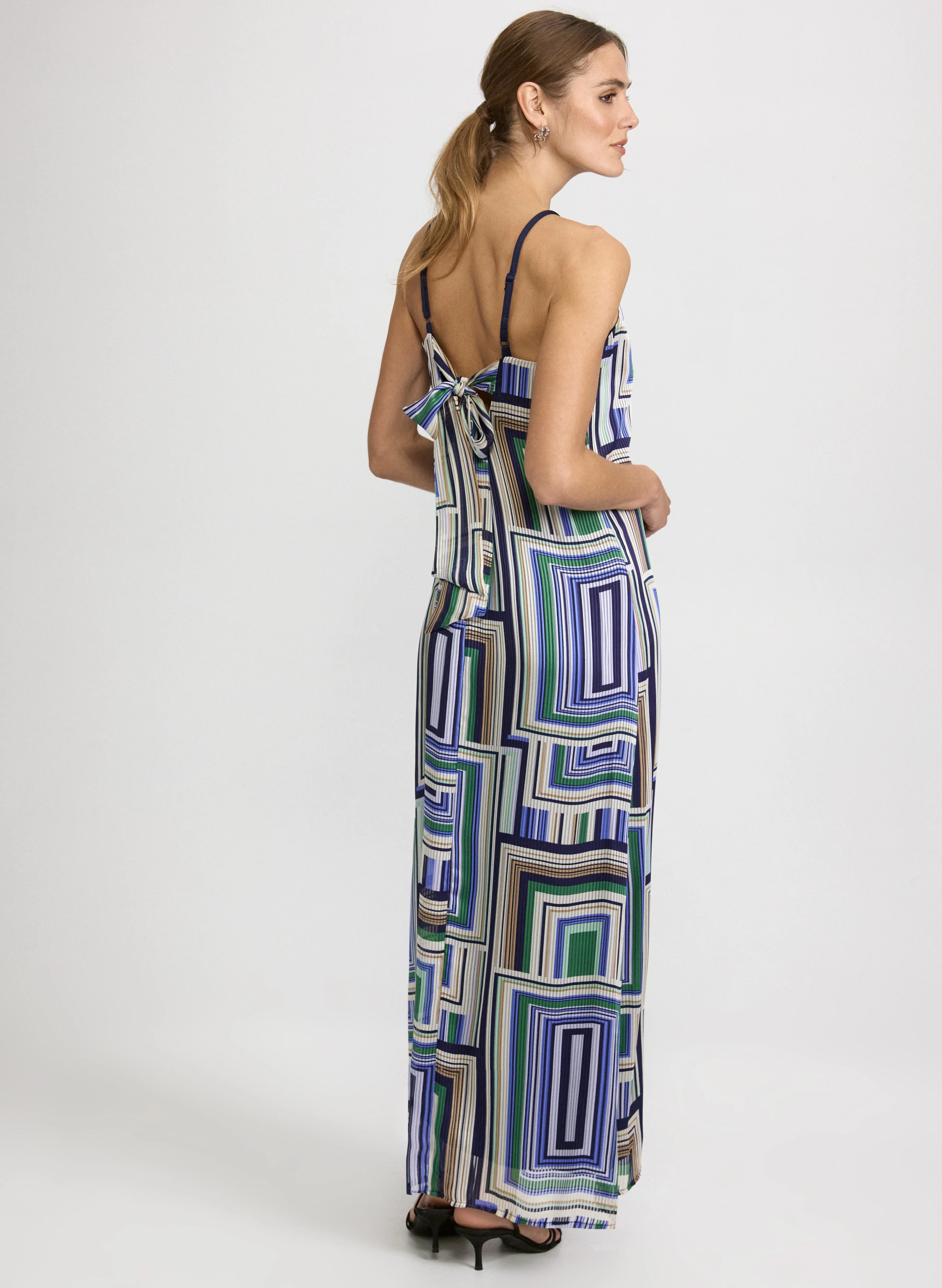Geometric Halter Neck Dress - Image 2