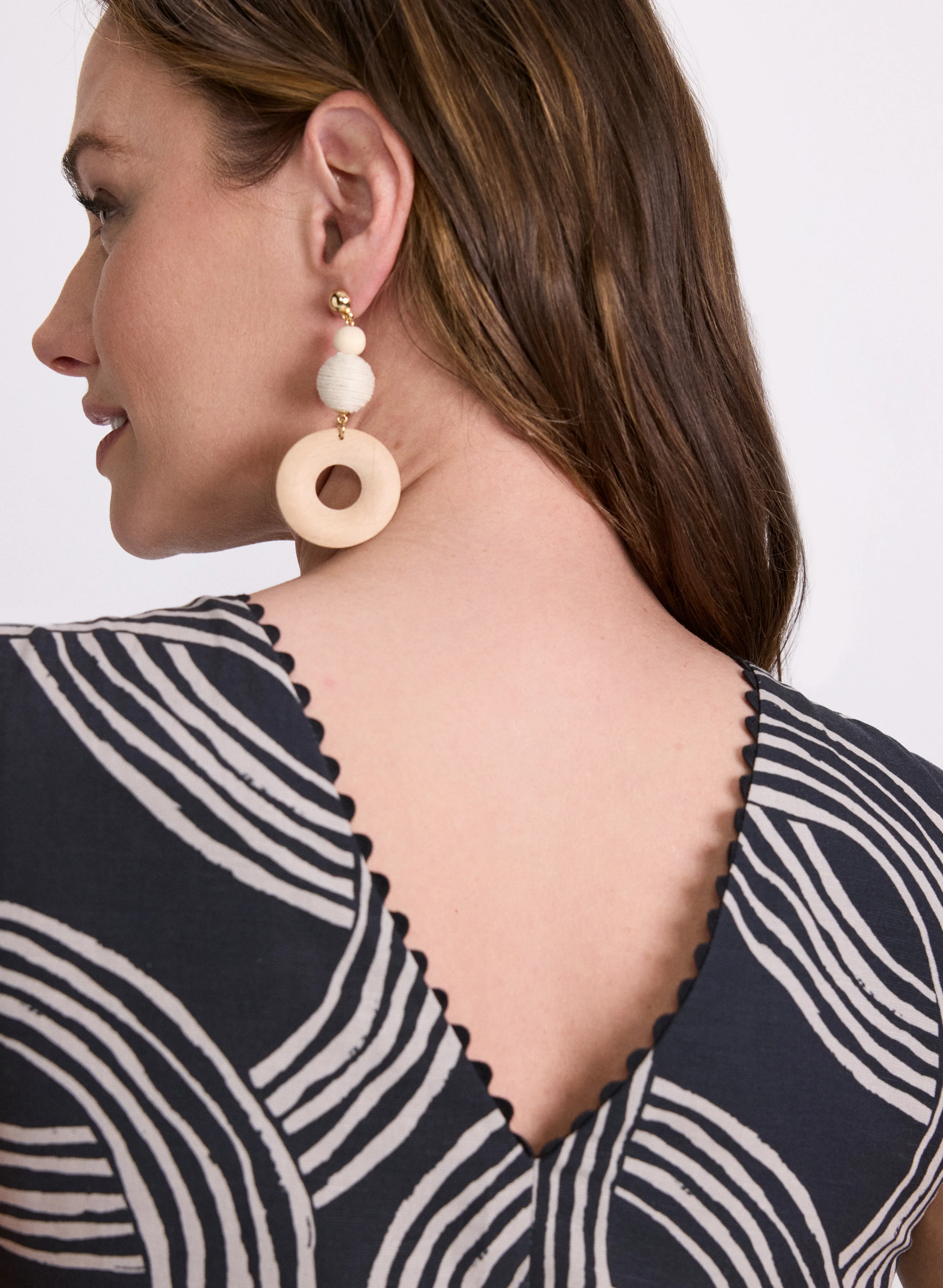 Geometric Linen-Blend Dress - Image 9
