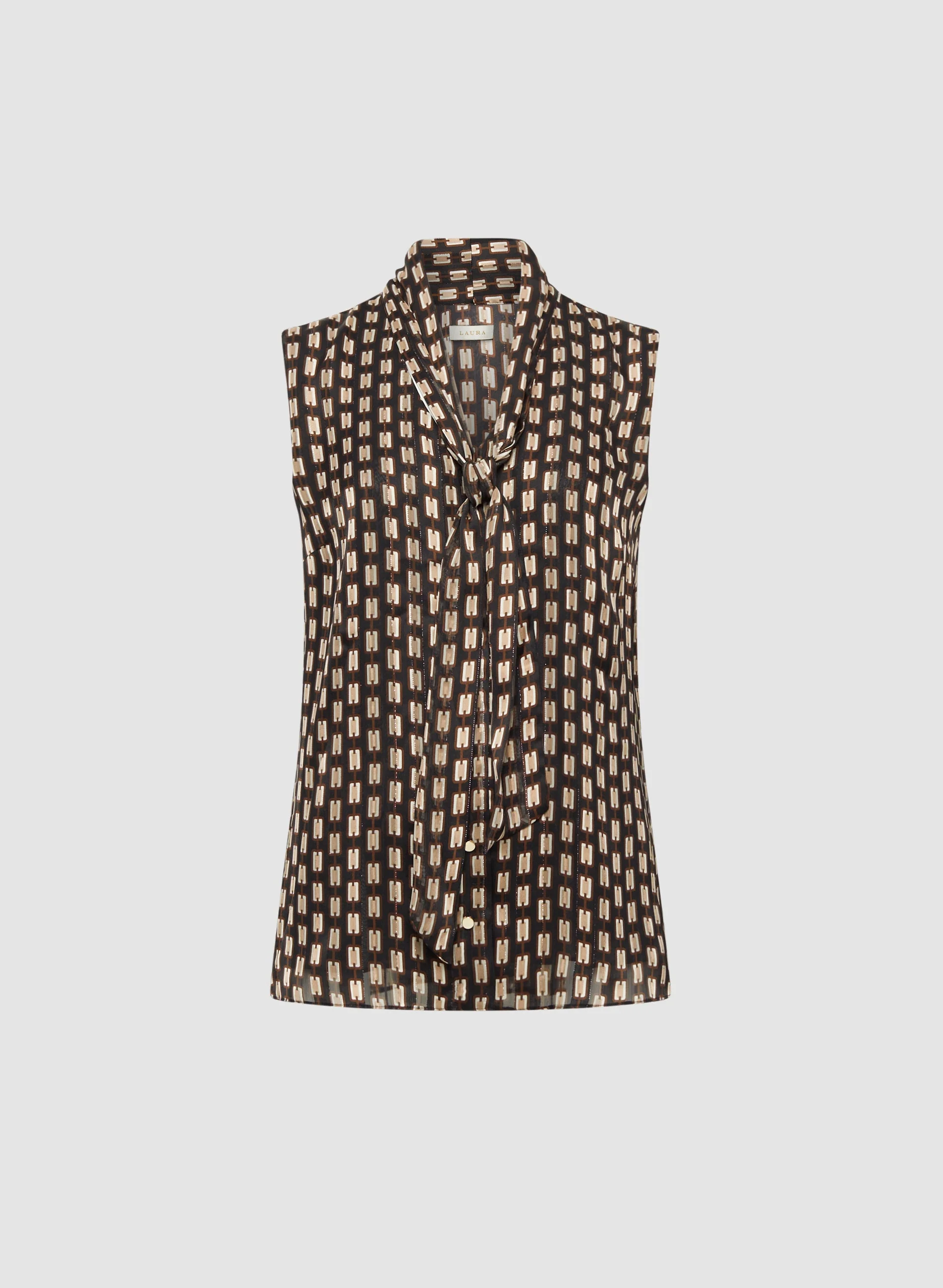 Geometric Print Sleeveless Blouse - Image 6