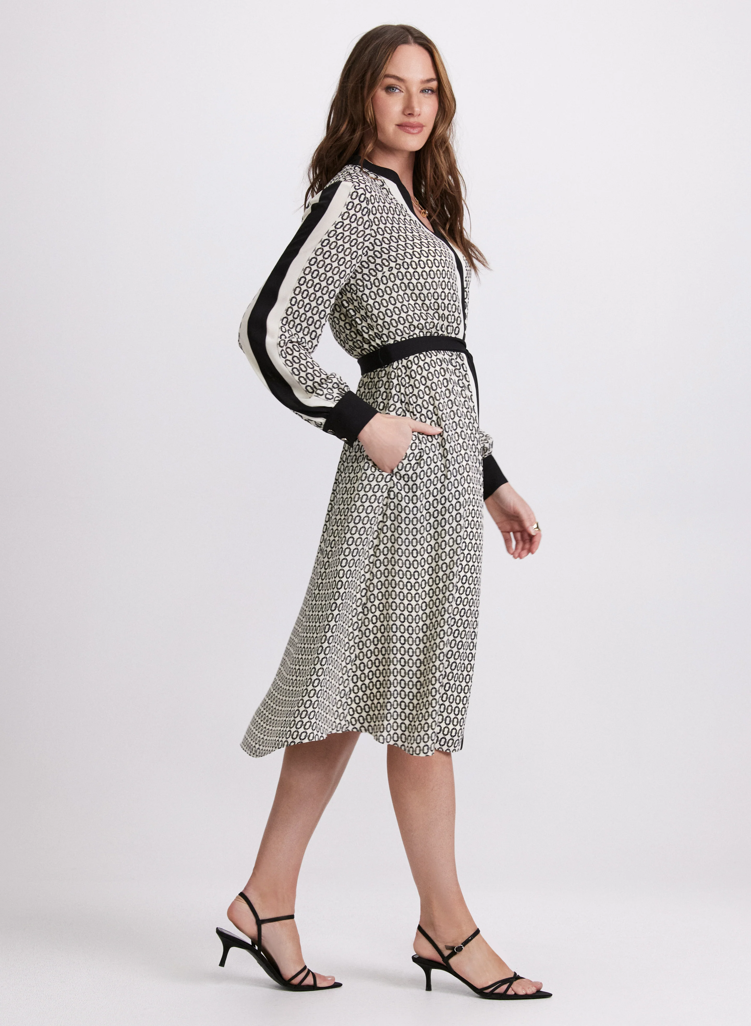 Contrast Geometric Print Dress - Image 8