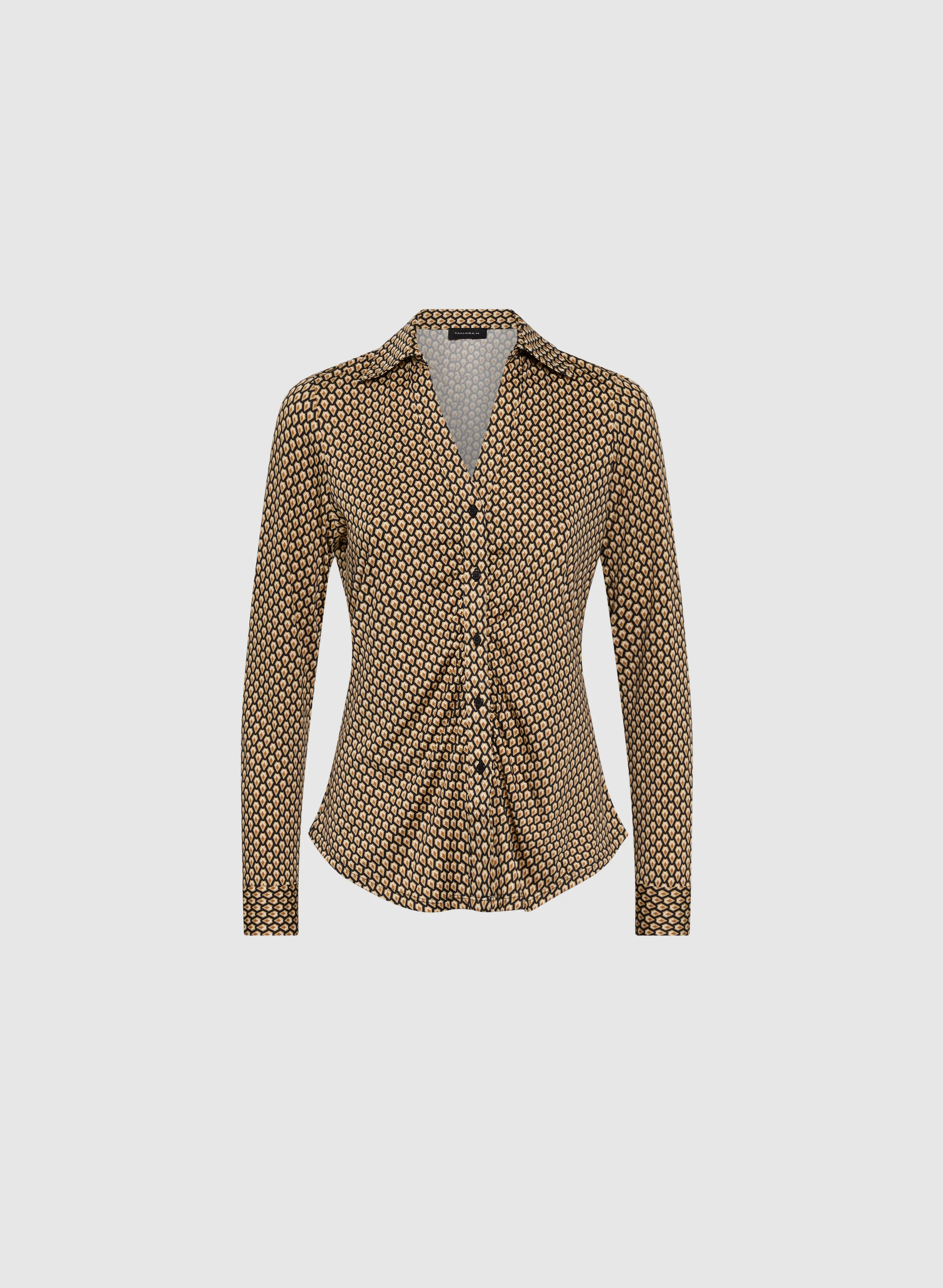 Geometric Print Polo Top - Image 6