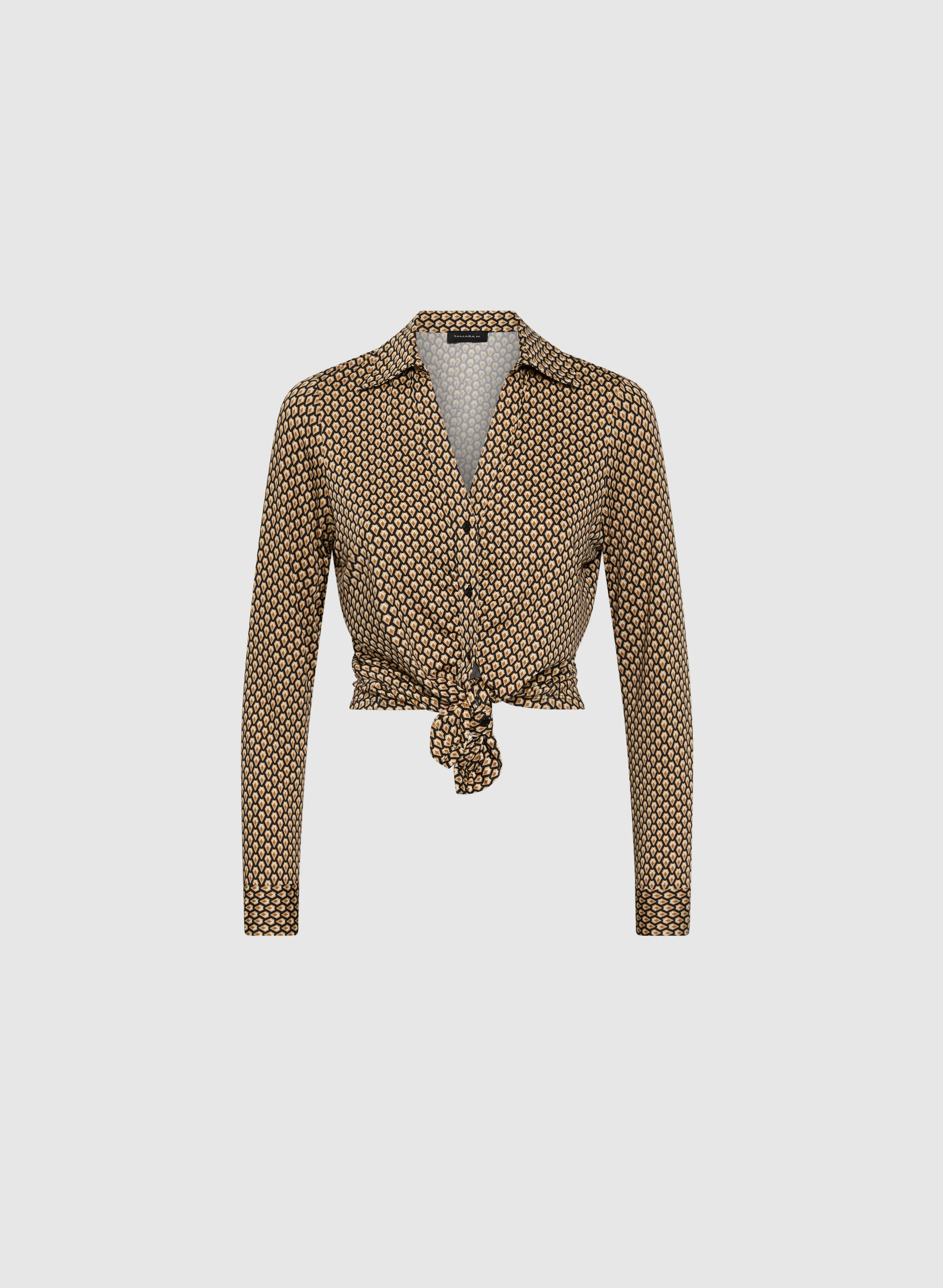 Geometric Print Polo Top - Image 7