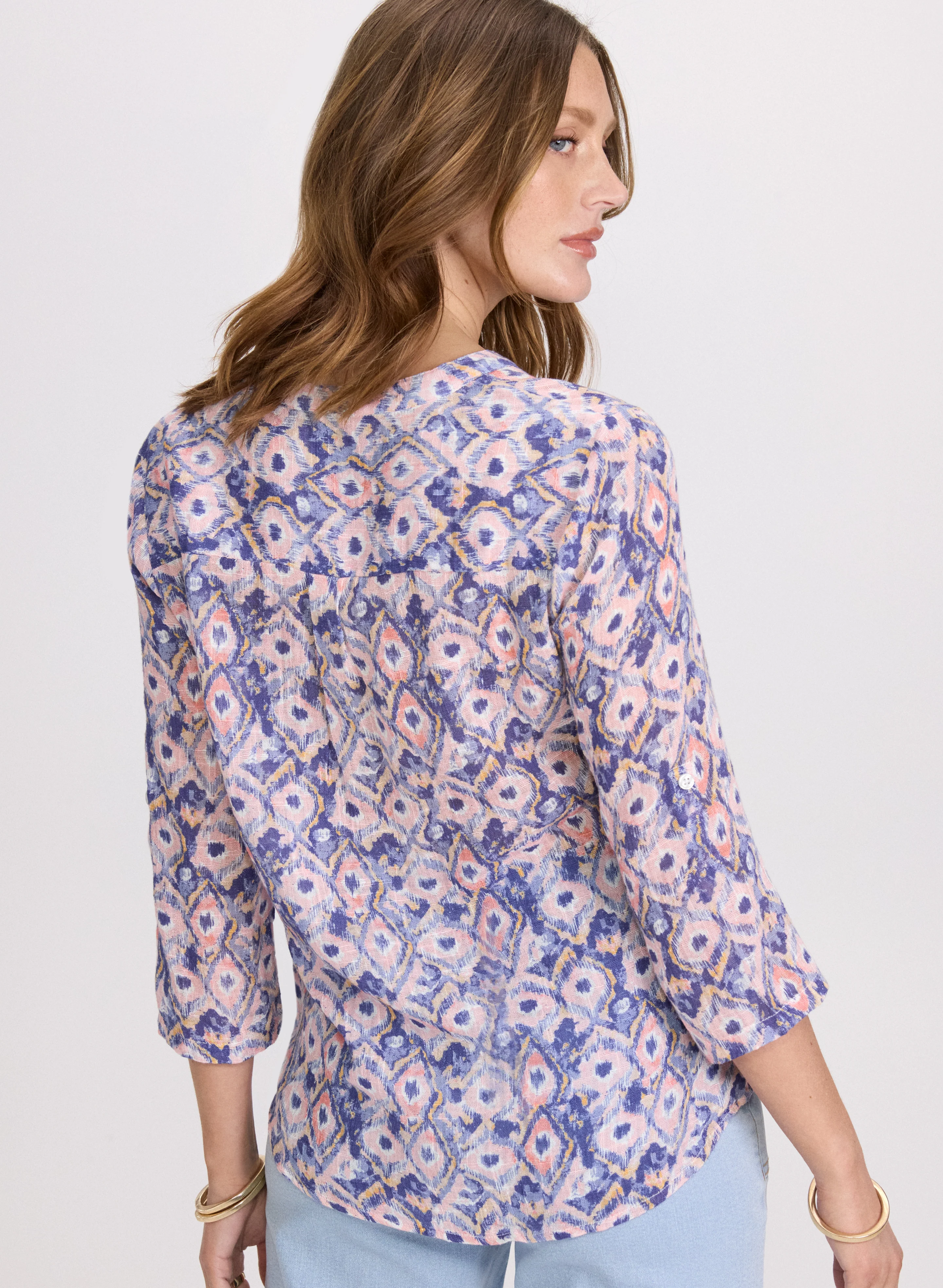 Charlie B - Geometric Stretch Cotton Blouse - Image 2