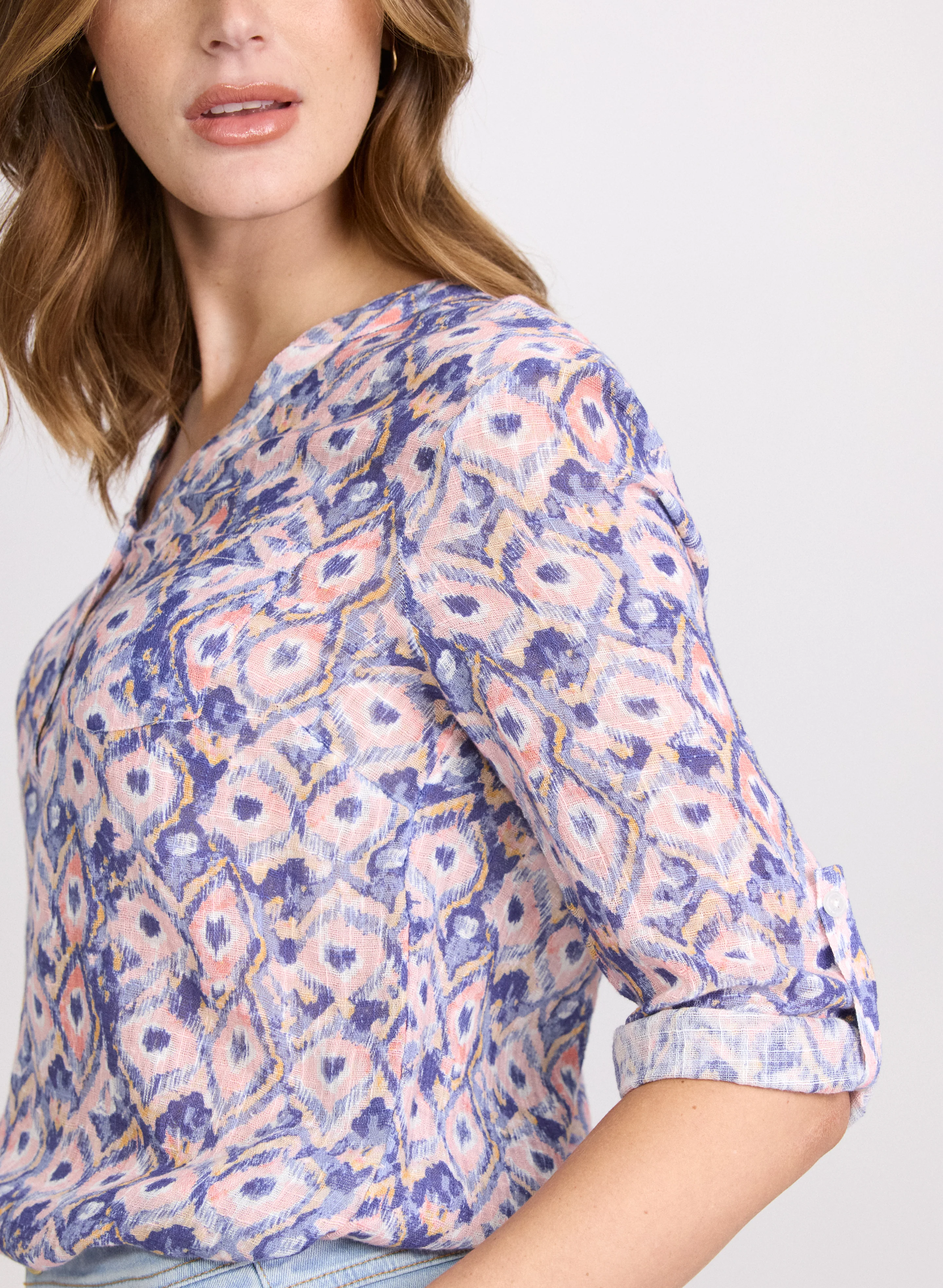 Charlie B - Geometric Stretch Cotton Blouse - Image 4