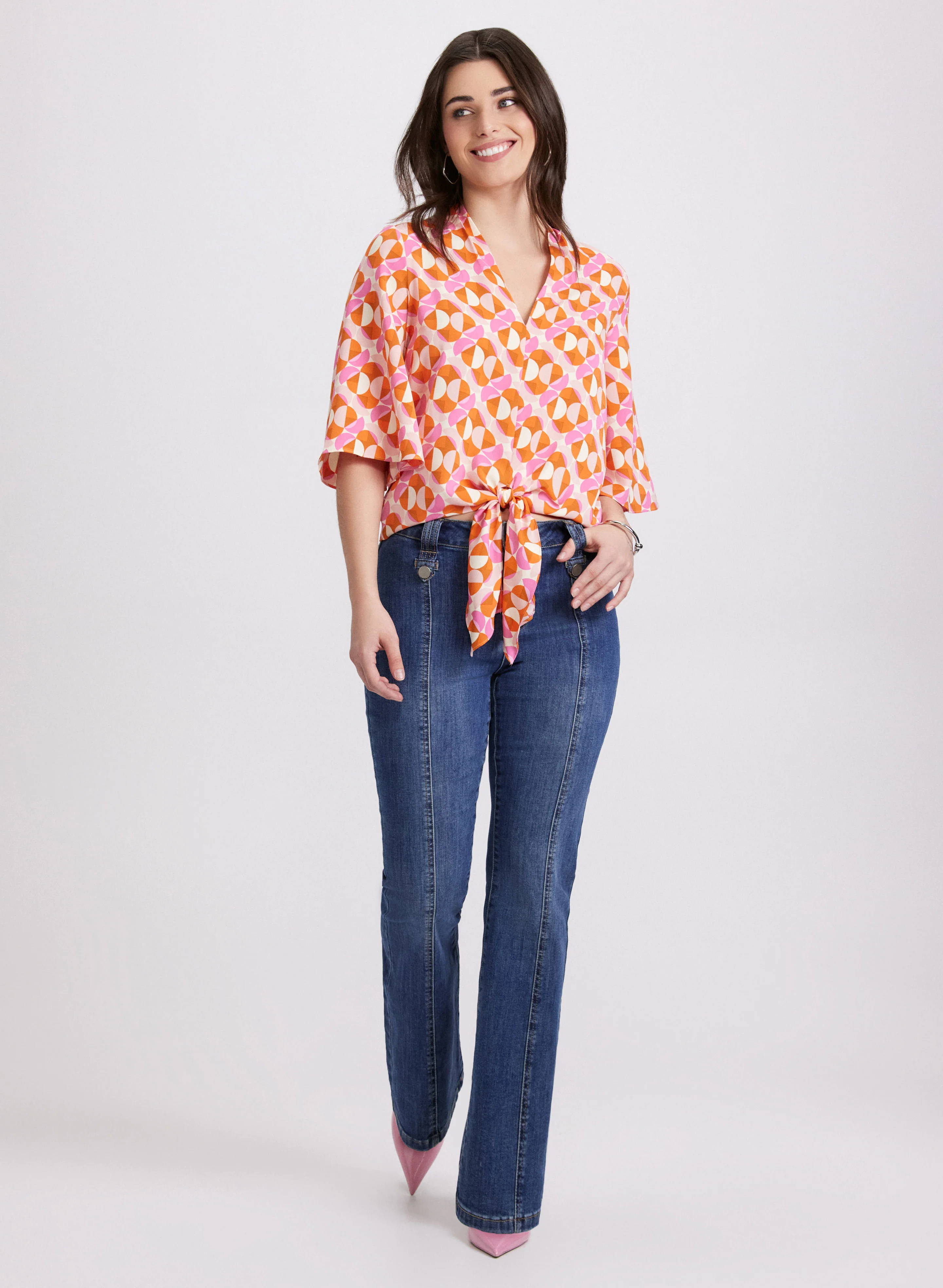 Geometric Tie Blouse - Image 2