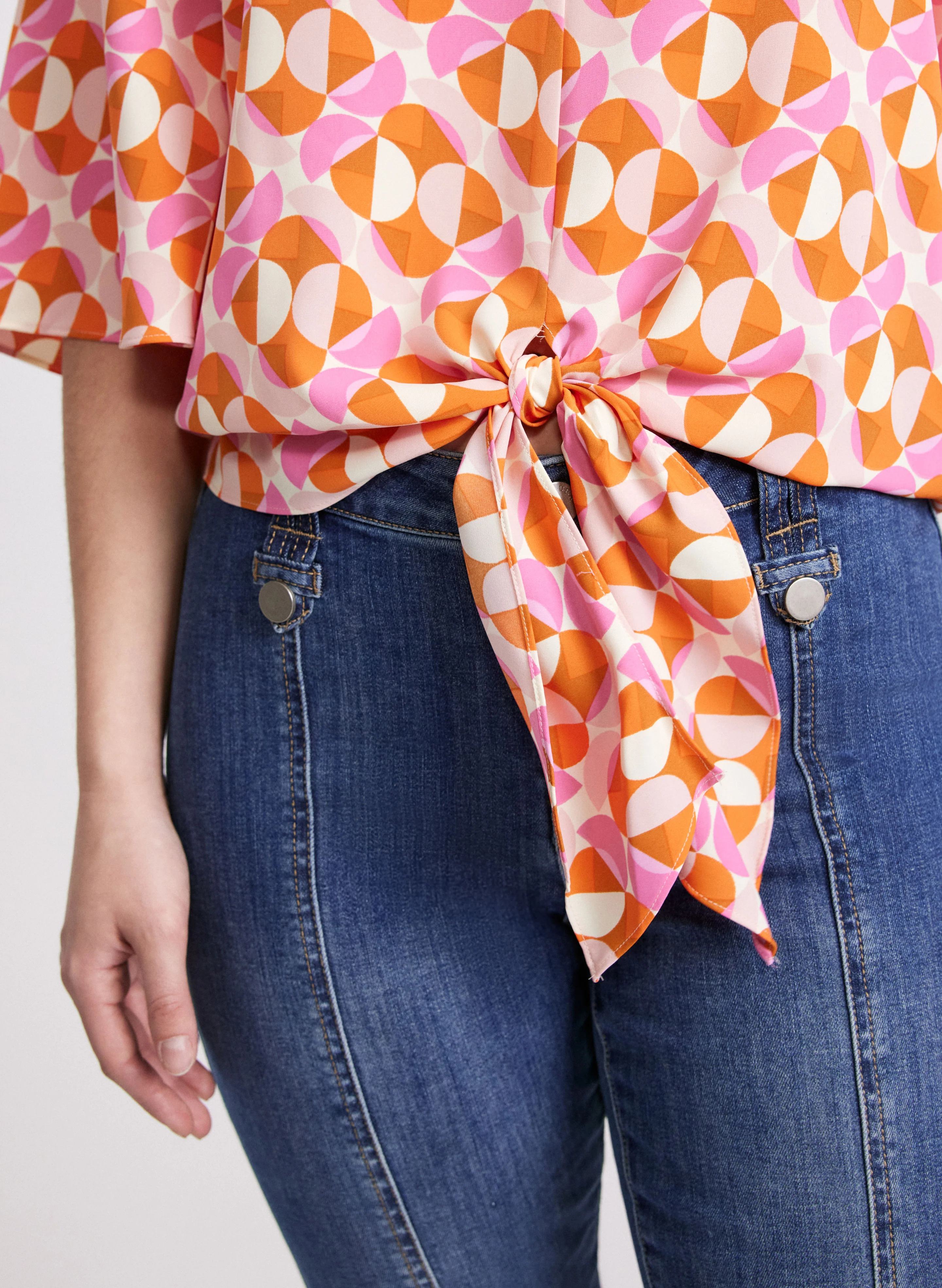 Geometric Tie Blouse - Image 3