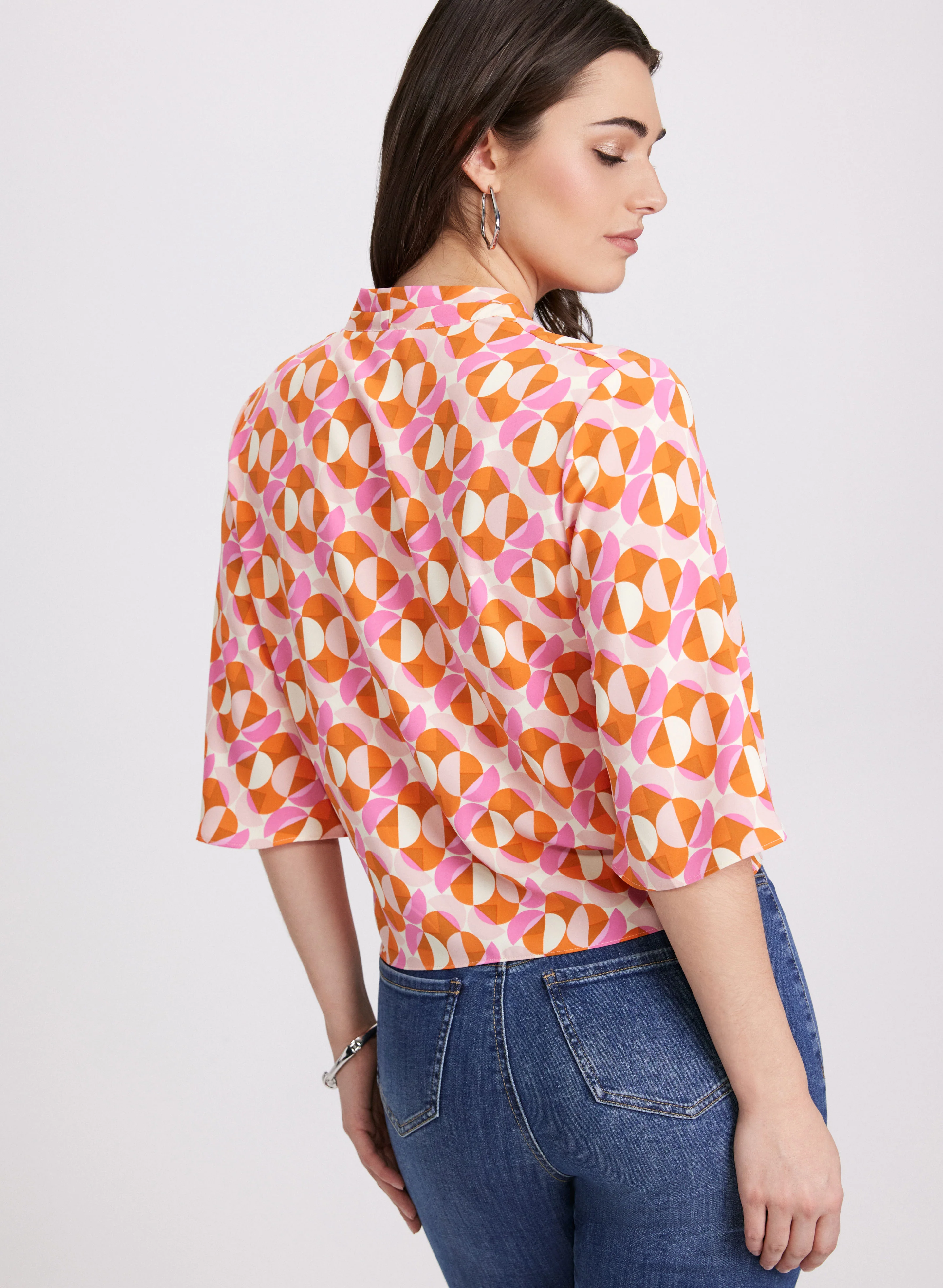 Geometric Tie Blouse - Image 4