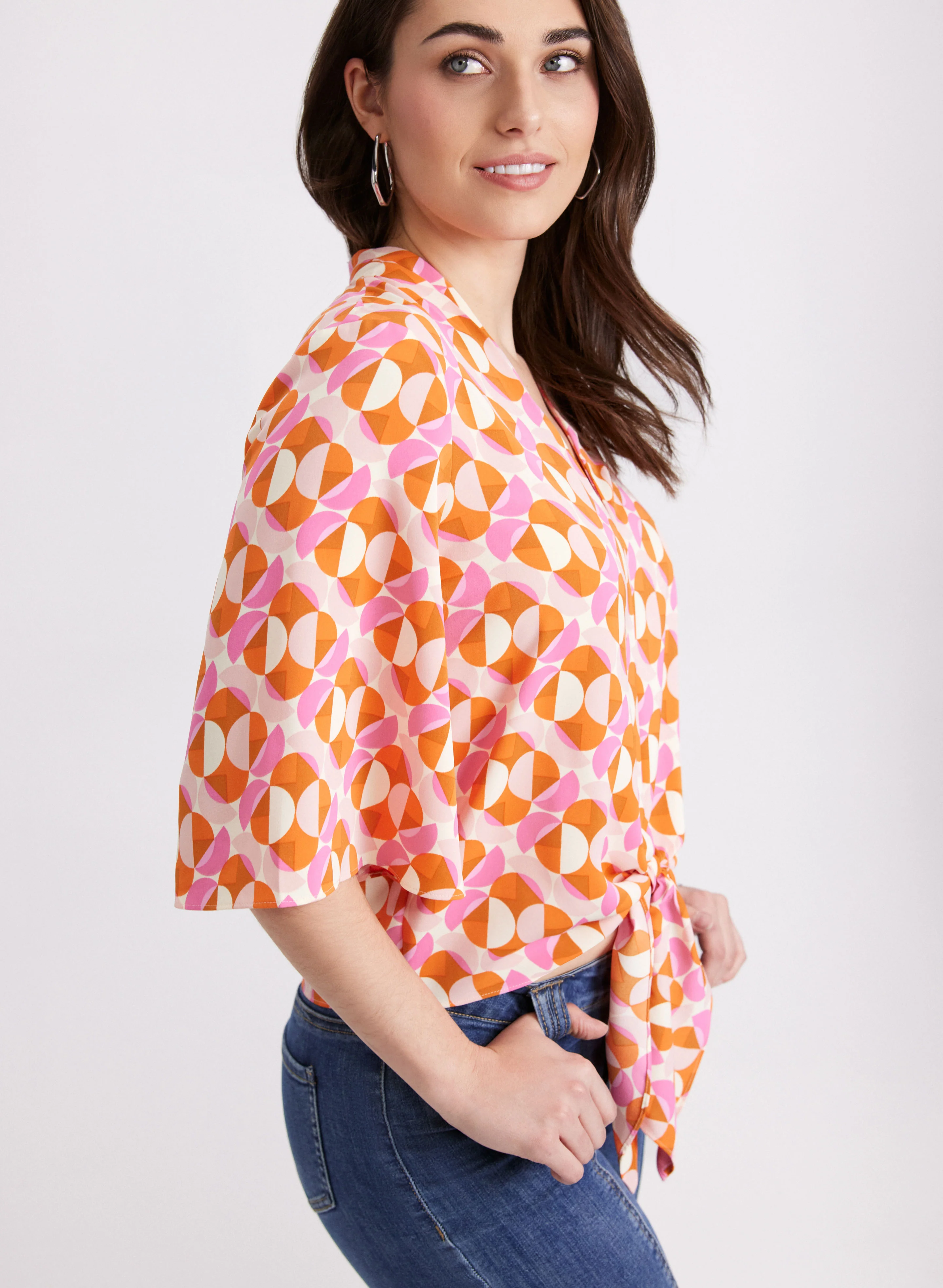 Geometric Tie Blouse - Image 7