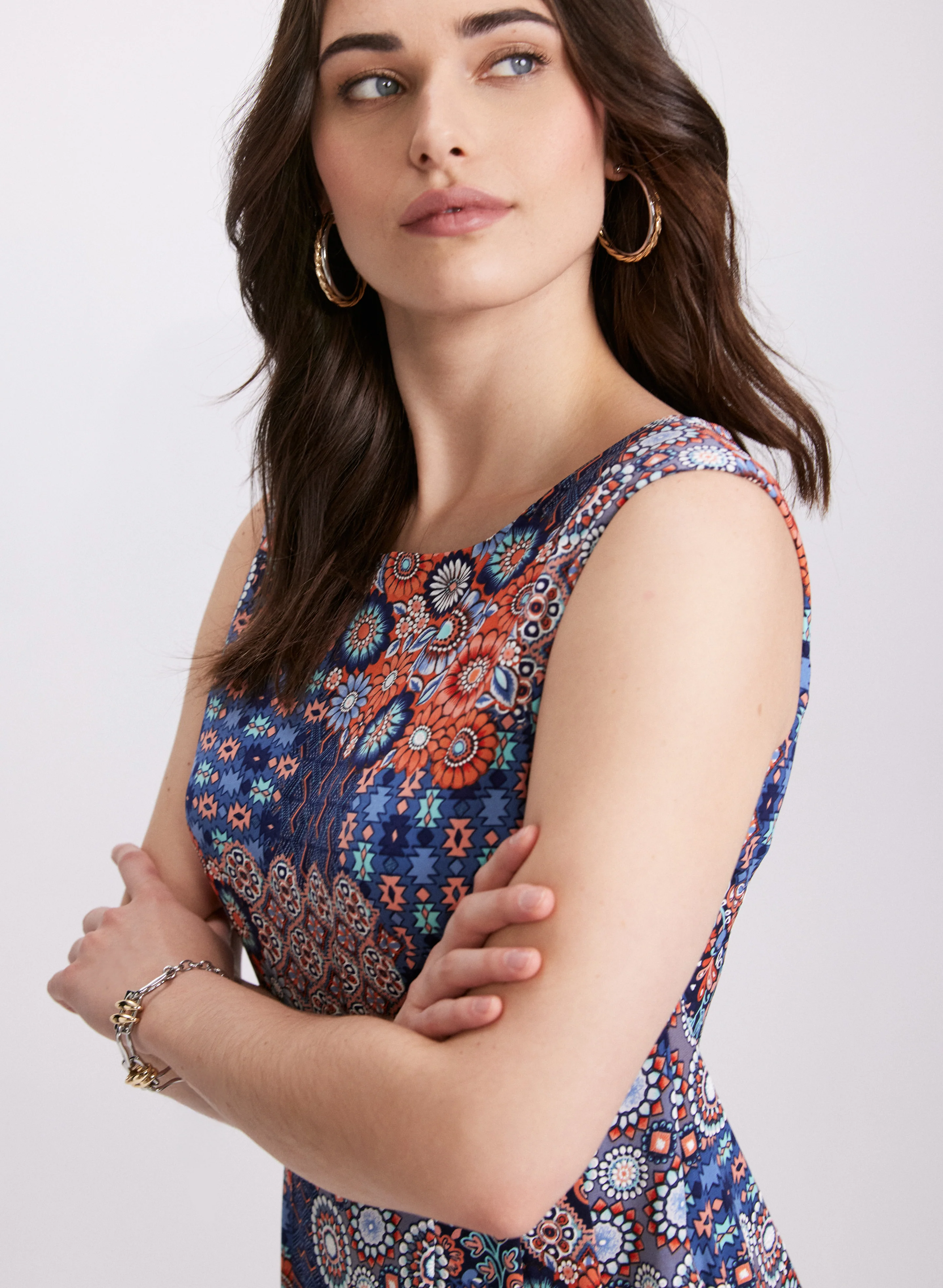 Geometric Tile Print Dress - Image 5