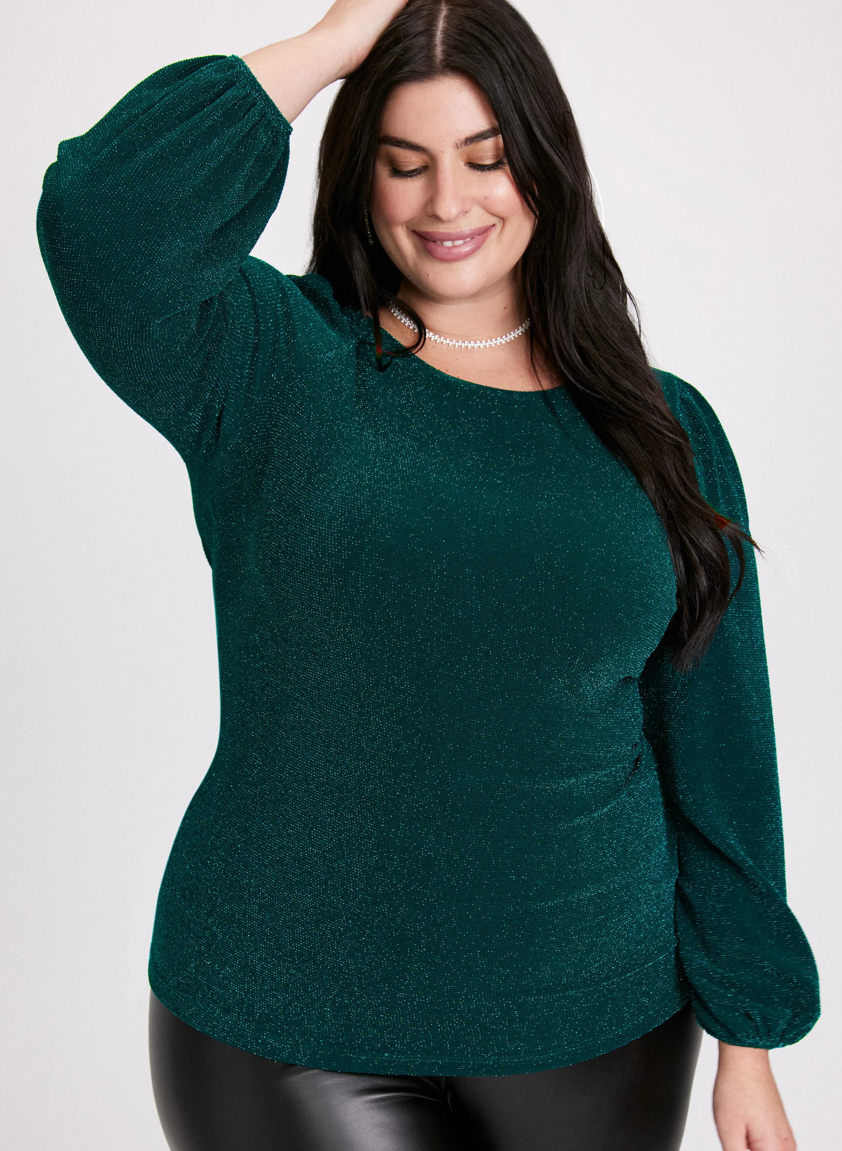 Glitter Bouffant Sleeve Top
