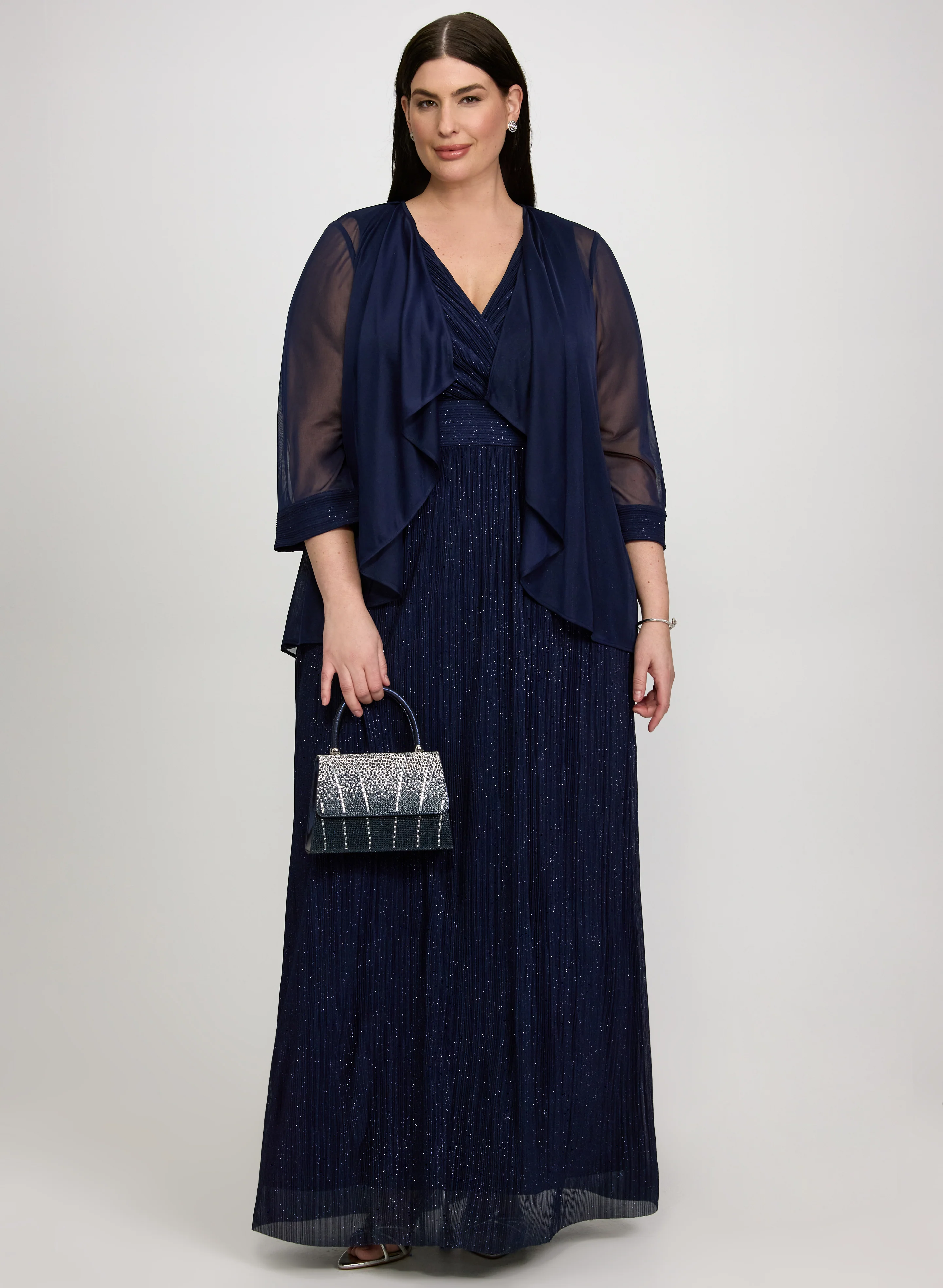 Glitter Chiffon Jacket & Dress Set