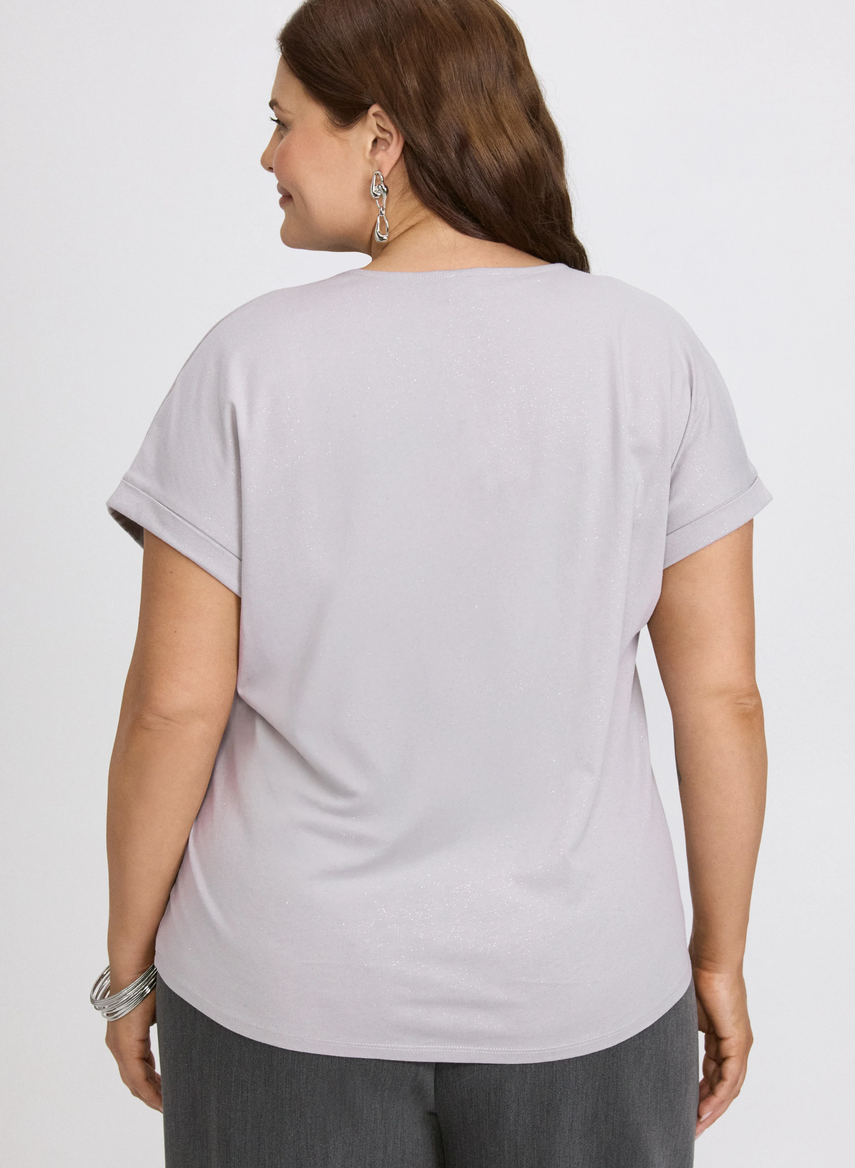 Glitter Knit Cotton T-Shirt - Image 4