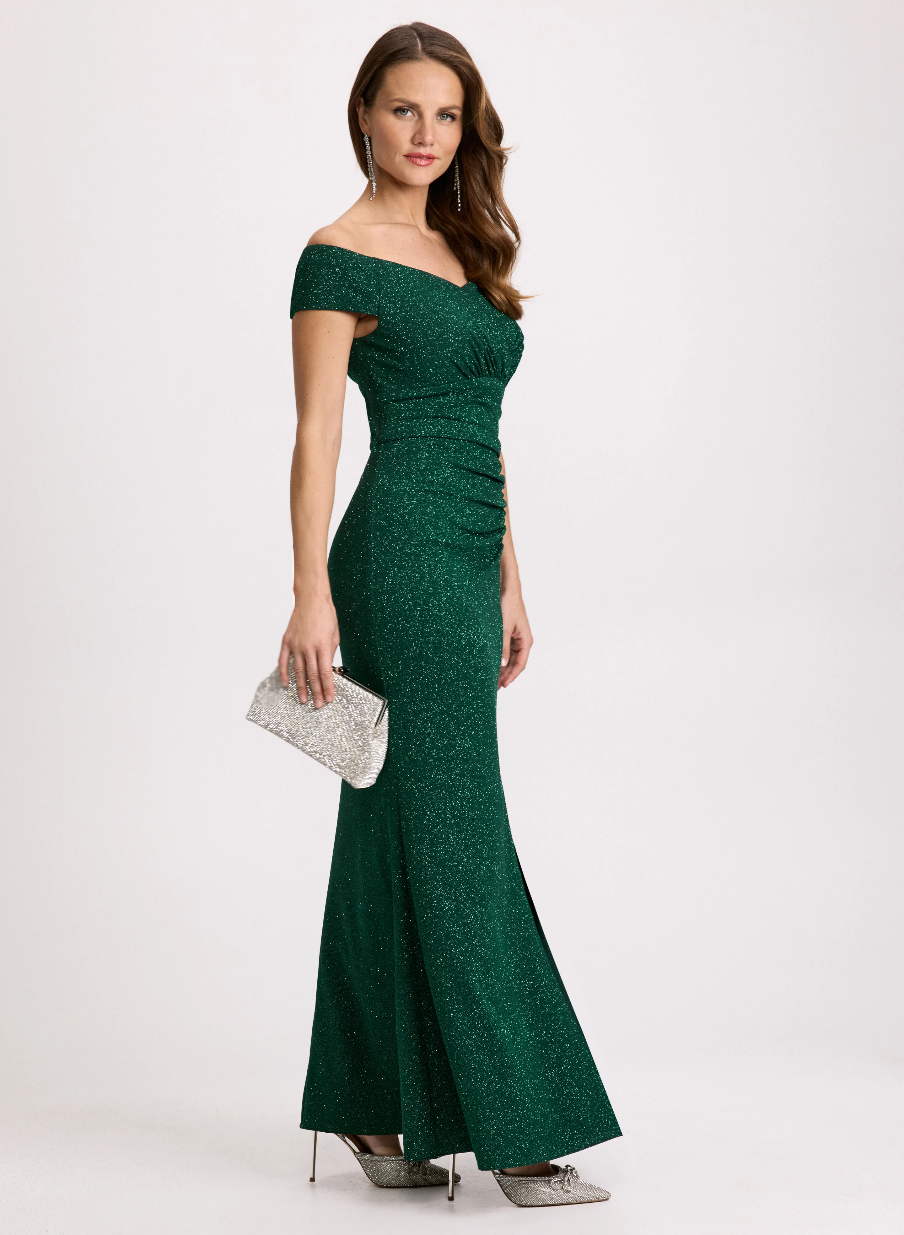 Glitter Knit Off-Shoulder Dress - Image 2