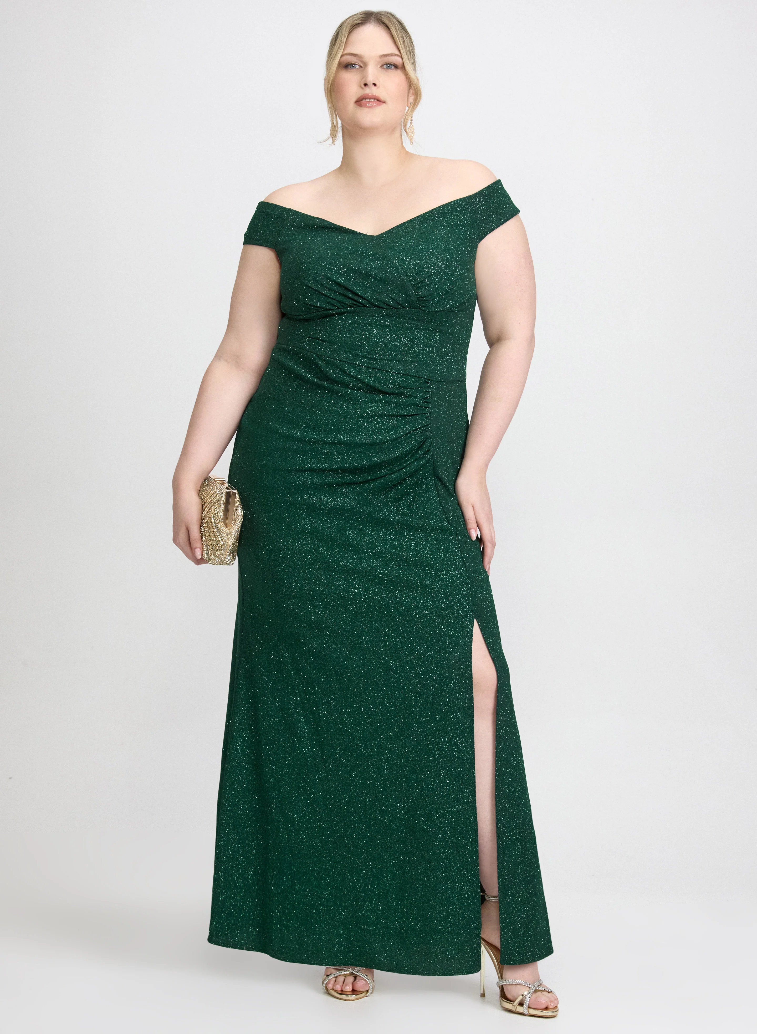 Glitter Knit Off-Shoulder Dress