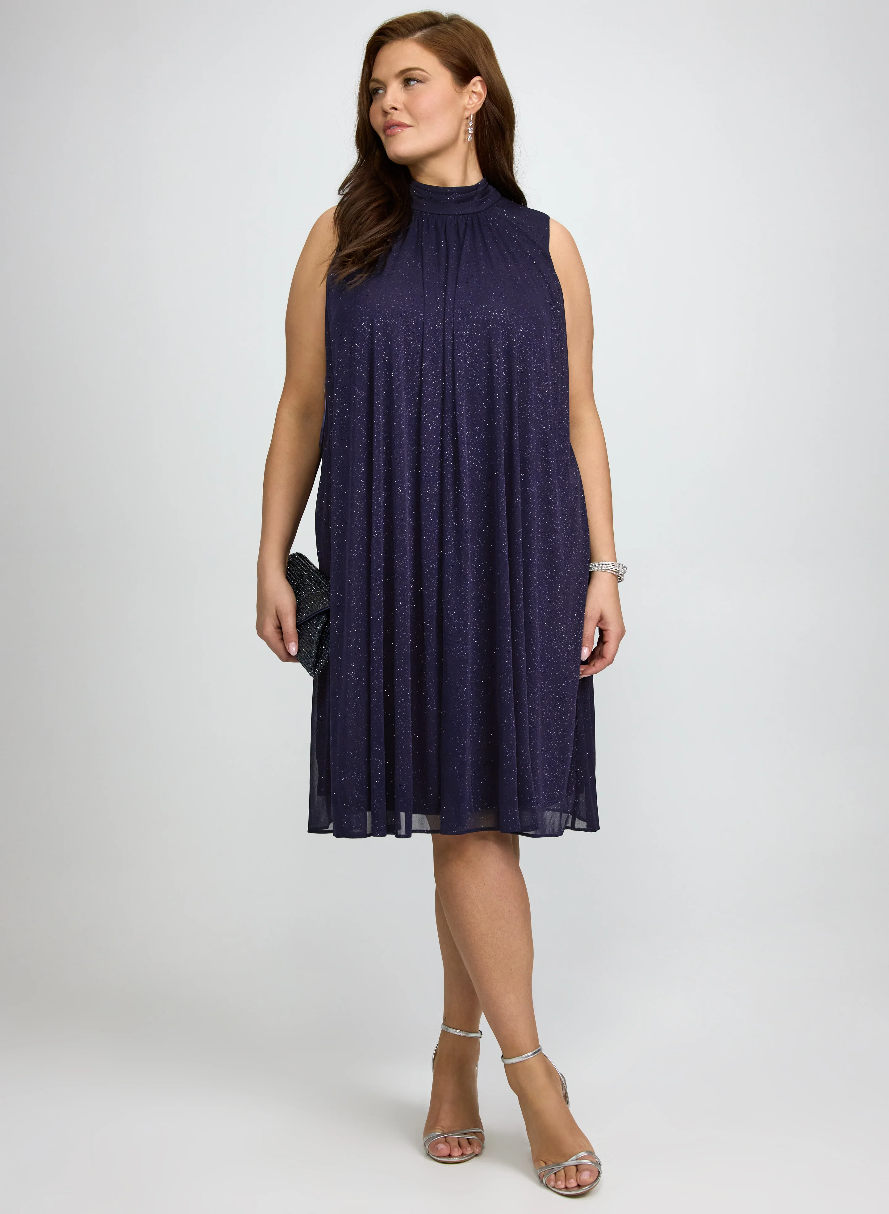 Glitter Mesh A-Line Dress