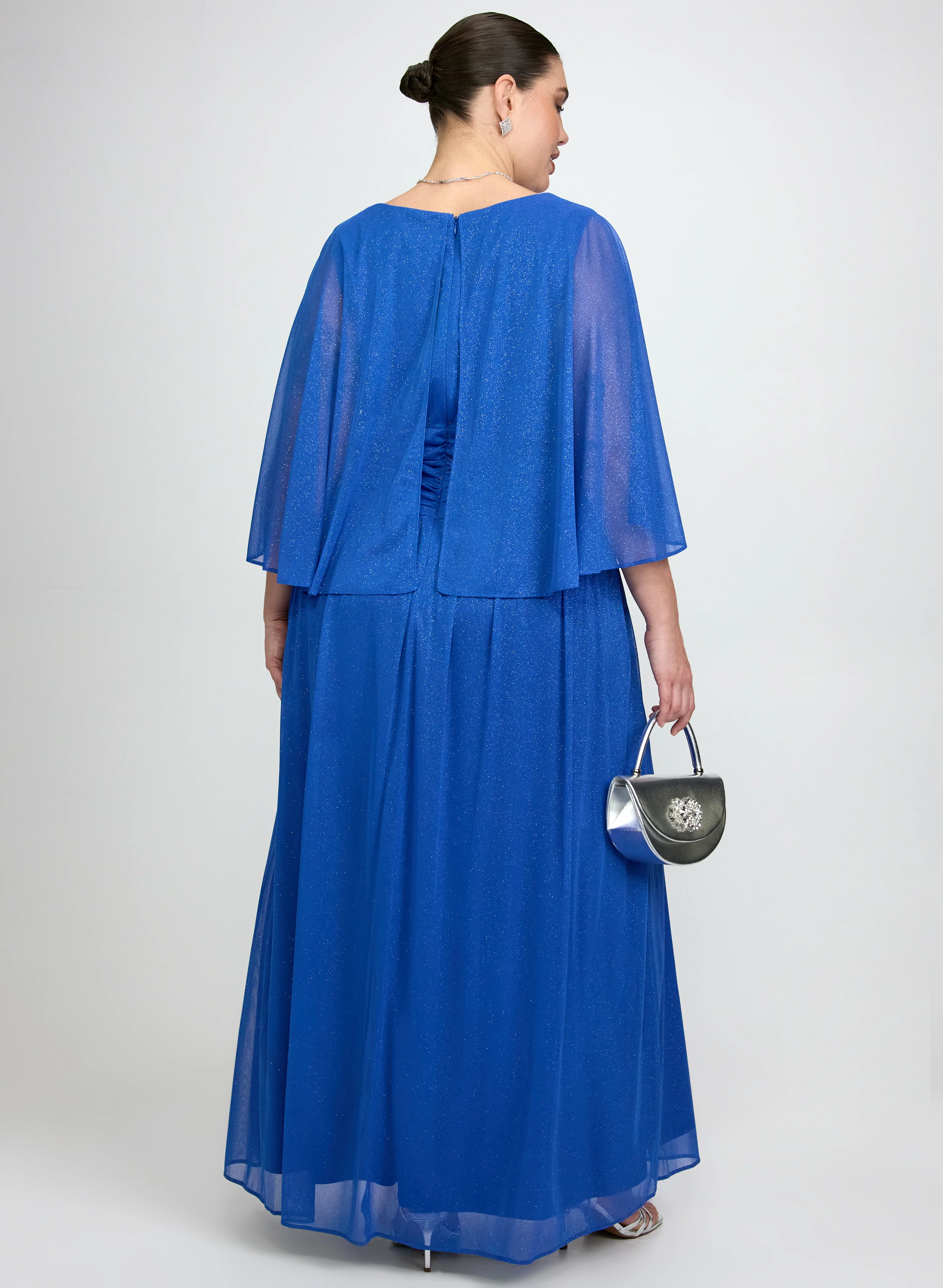 Glitter Mesh Capelet Dress - Image 2