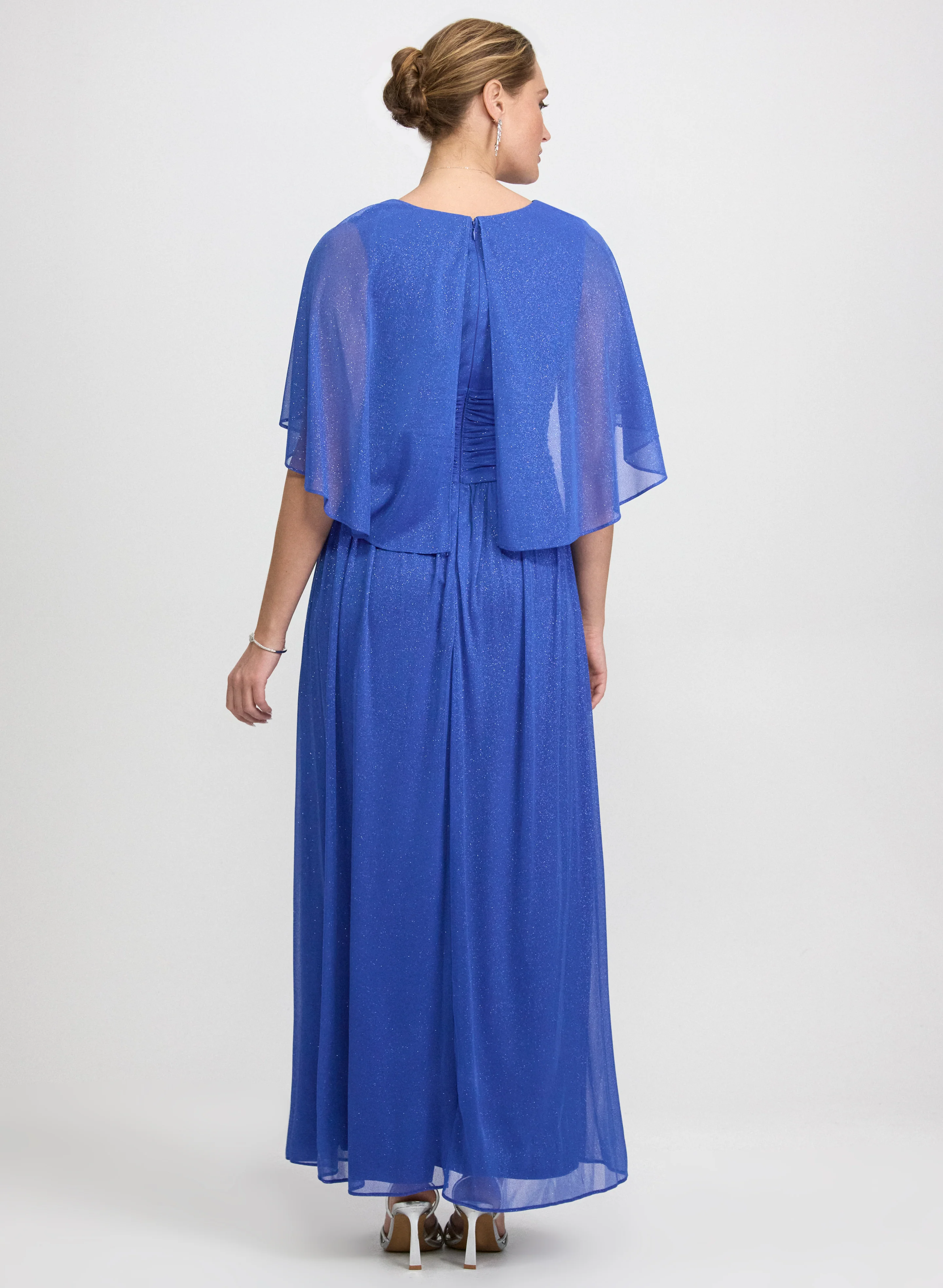 Glitter Mesh Capelet Dress - Image 2