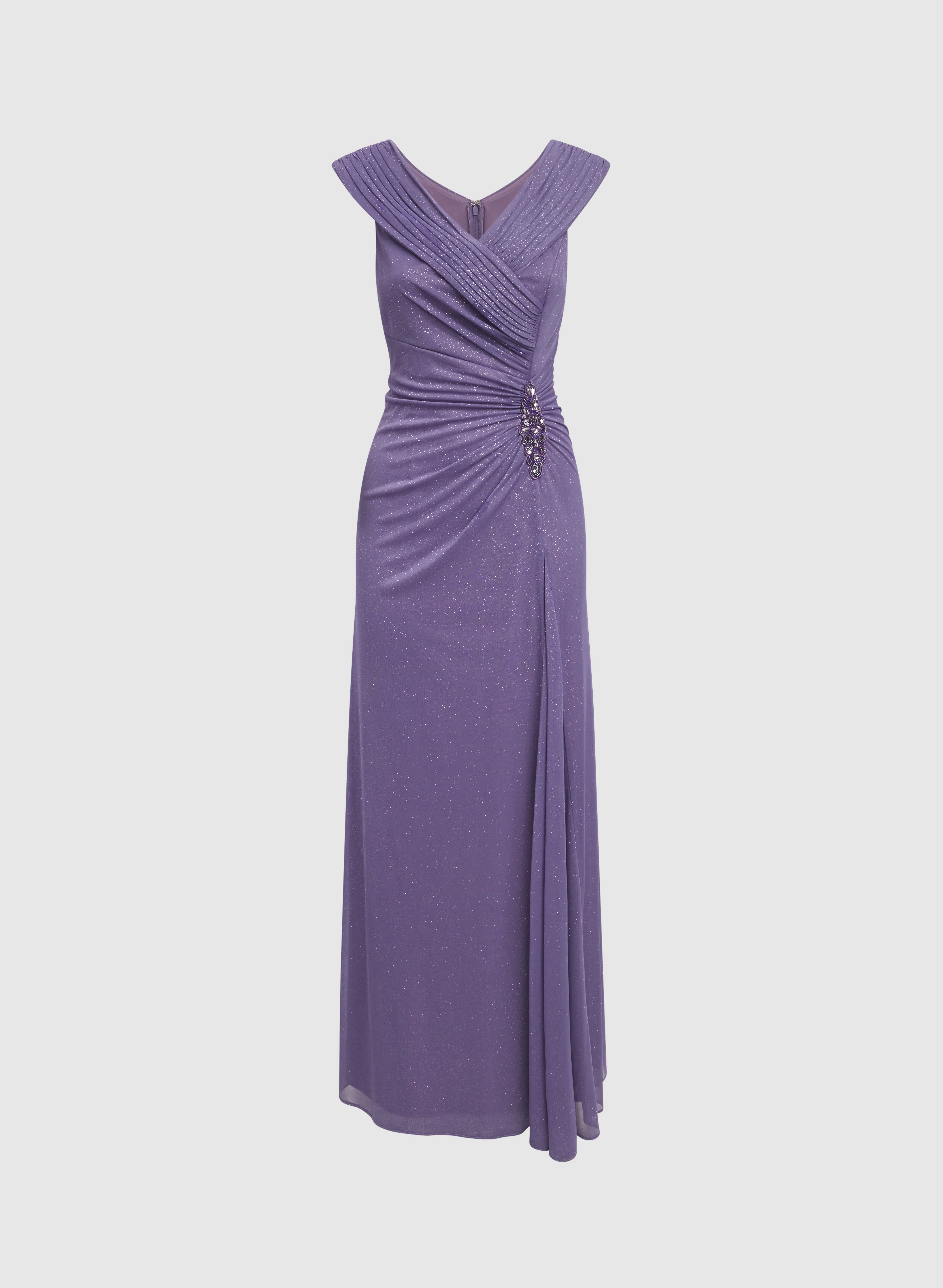 Glitter Mesh Portrait Collar Dress - Image 6