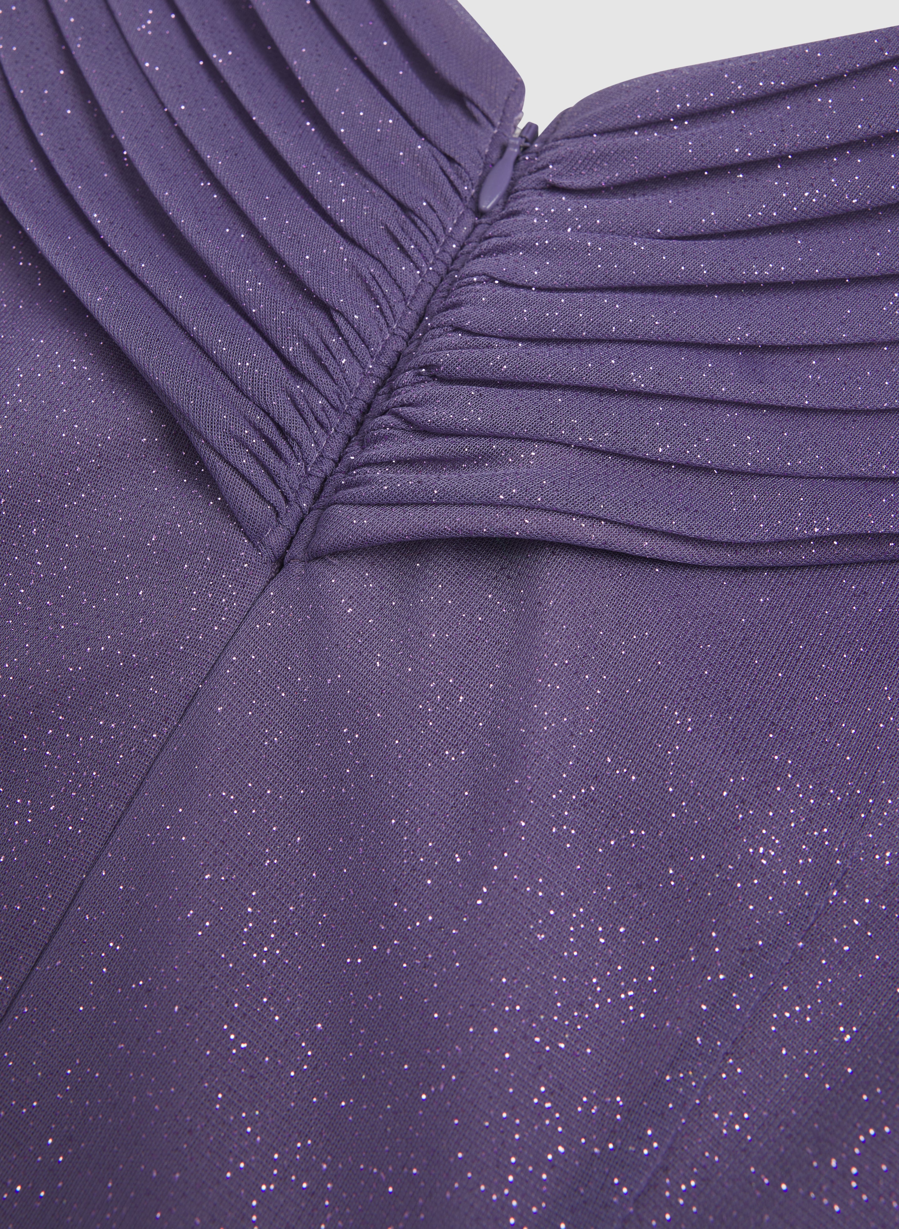 Glitter Mesh Portrait Collar Dress - Image 7