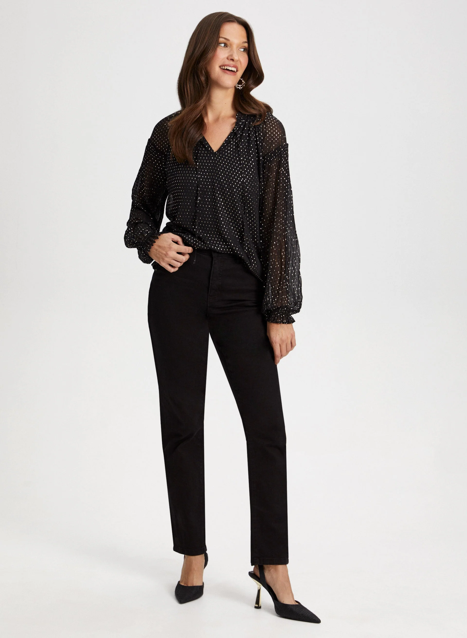 Gold Foil Popover Blouse - Image 3