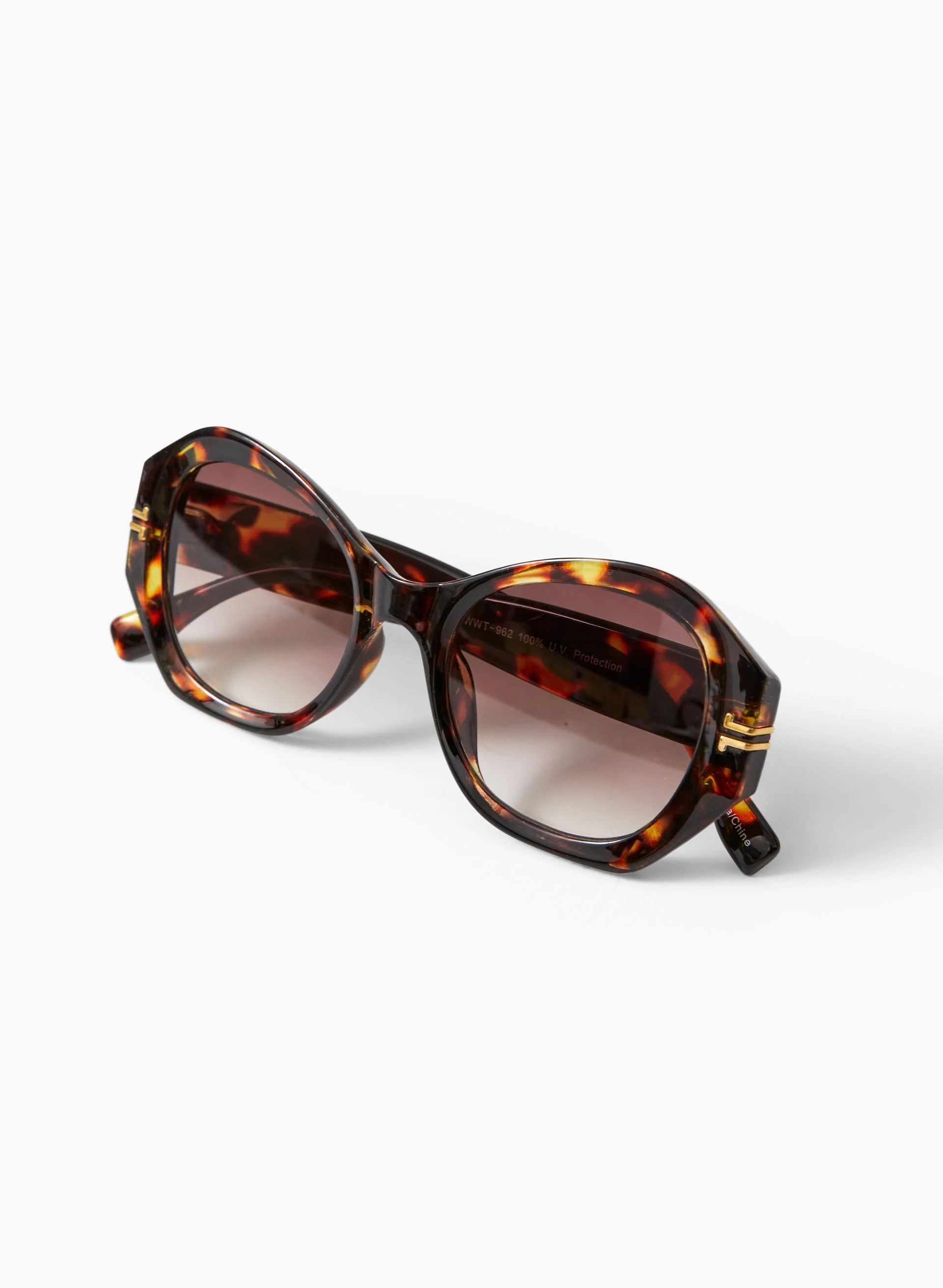 Gold Metallic Stripe Detail Sunglasses