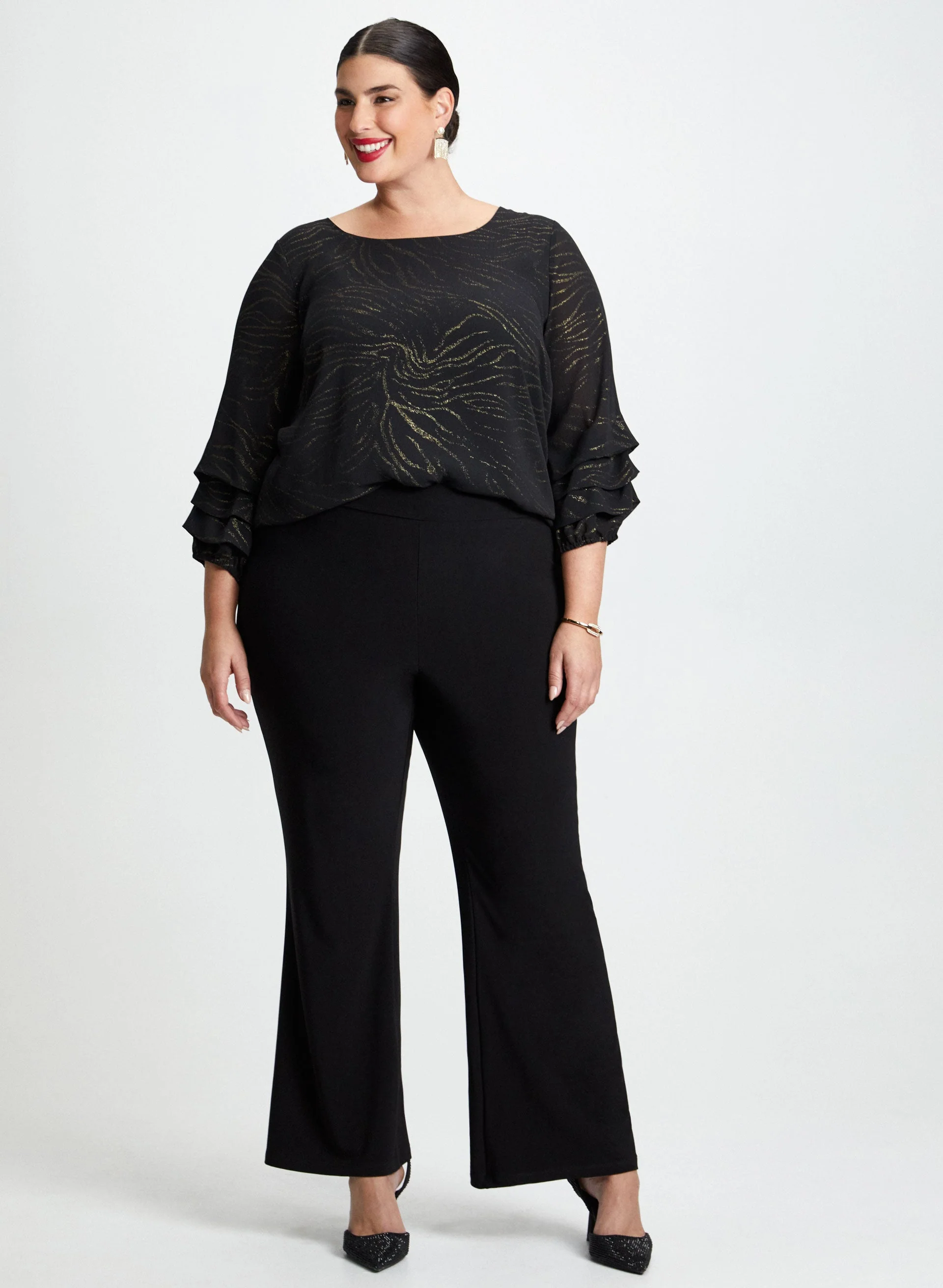 Gold Zebra Print Popover Blouse - Image 3