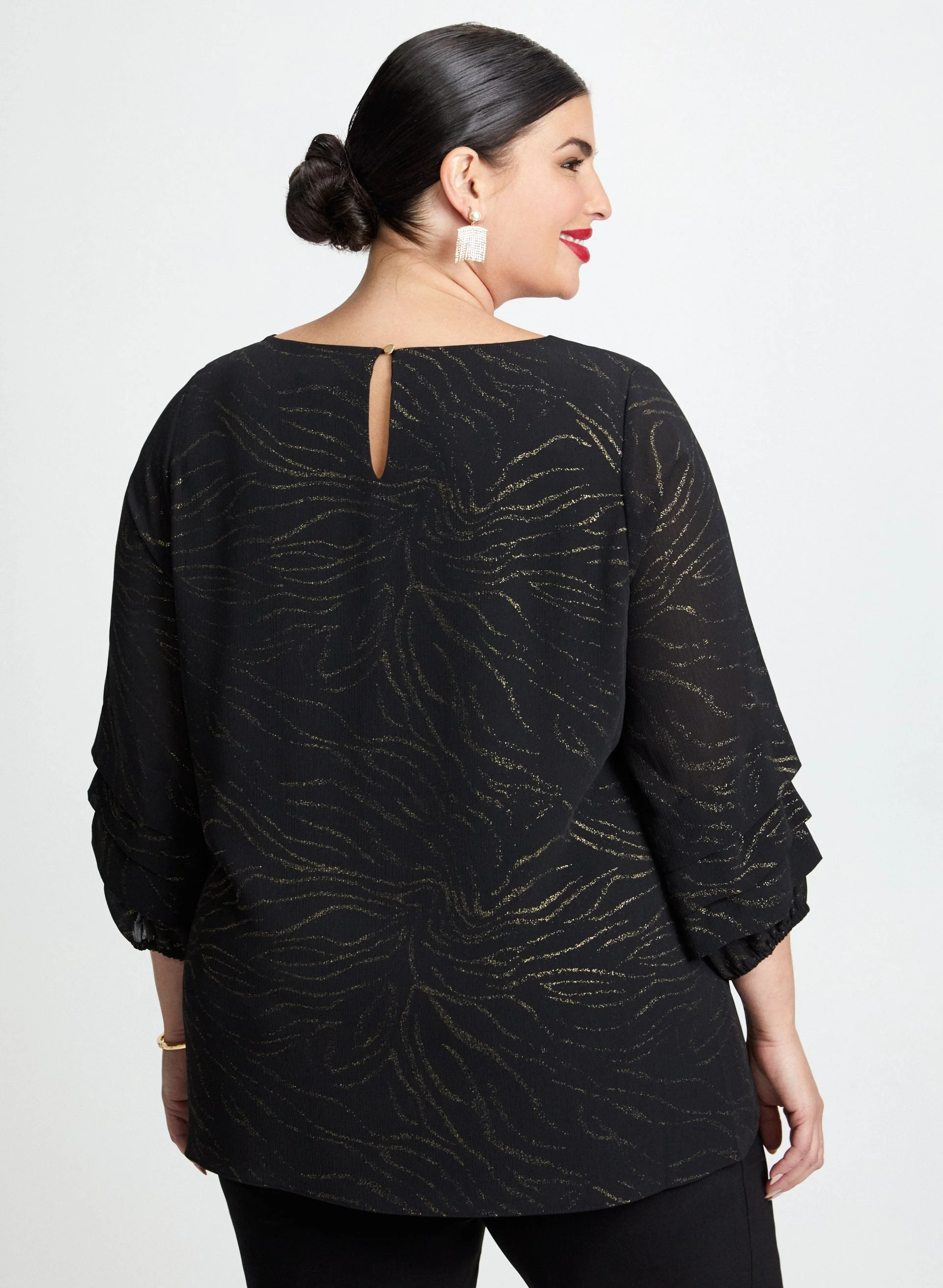 Gold Zebra Print Popover Blouse - Image 4