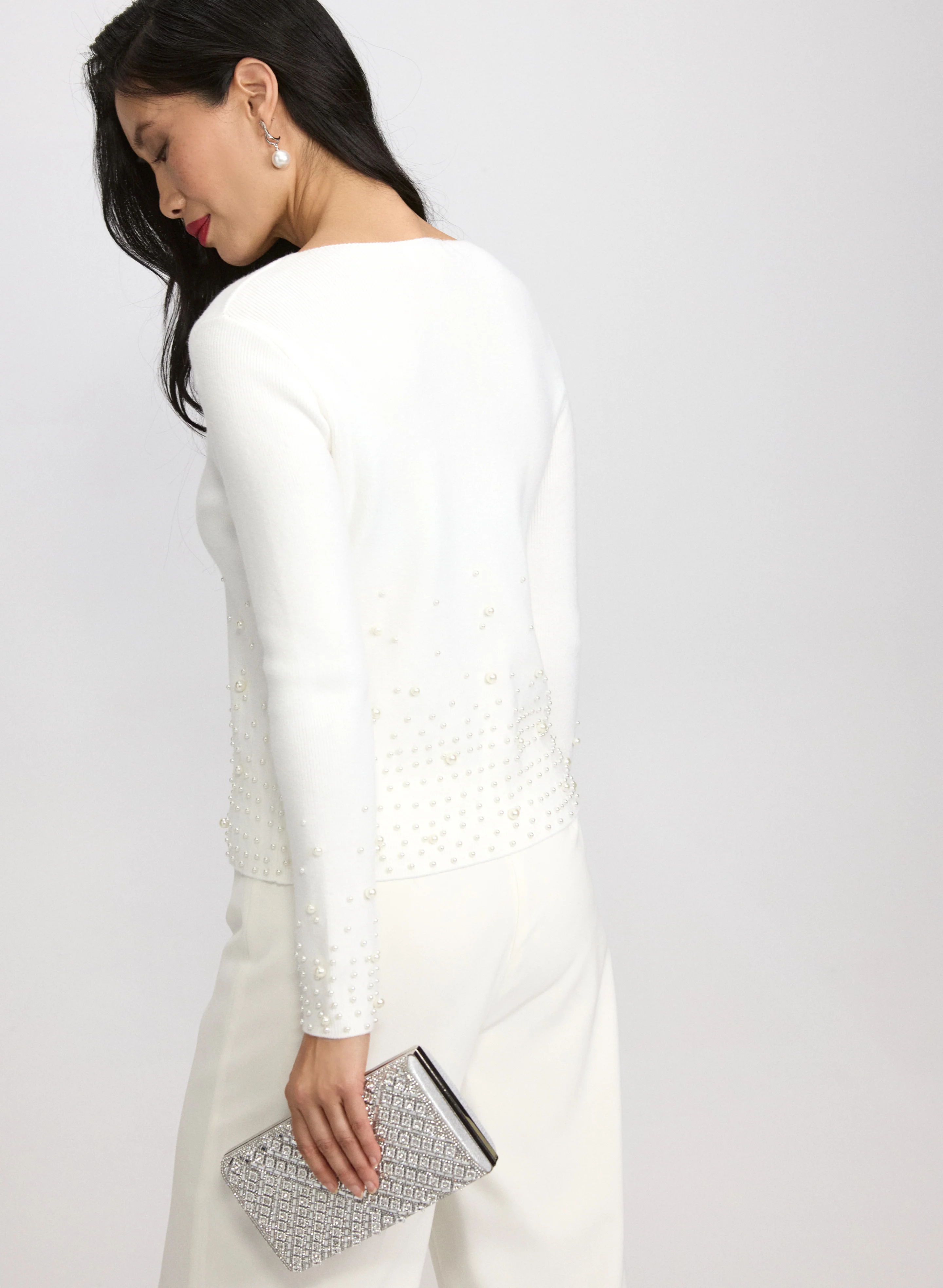 Gradient Pearl Embellished Sweater - Image 4