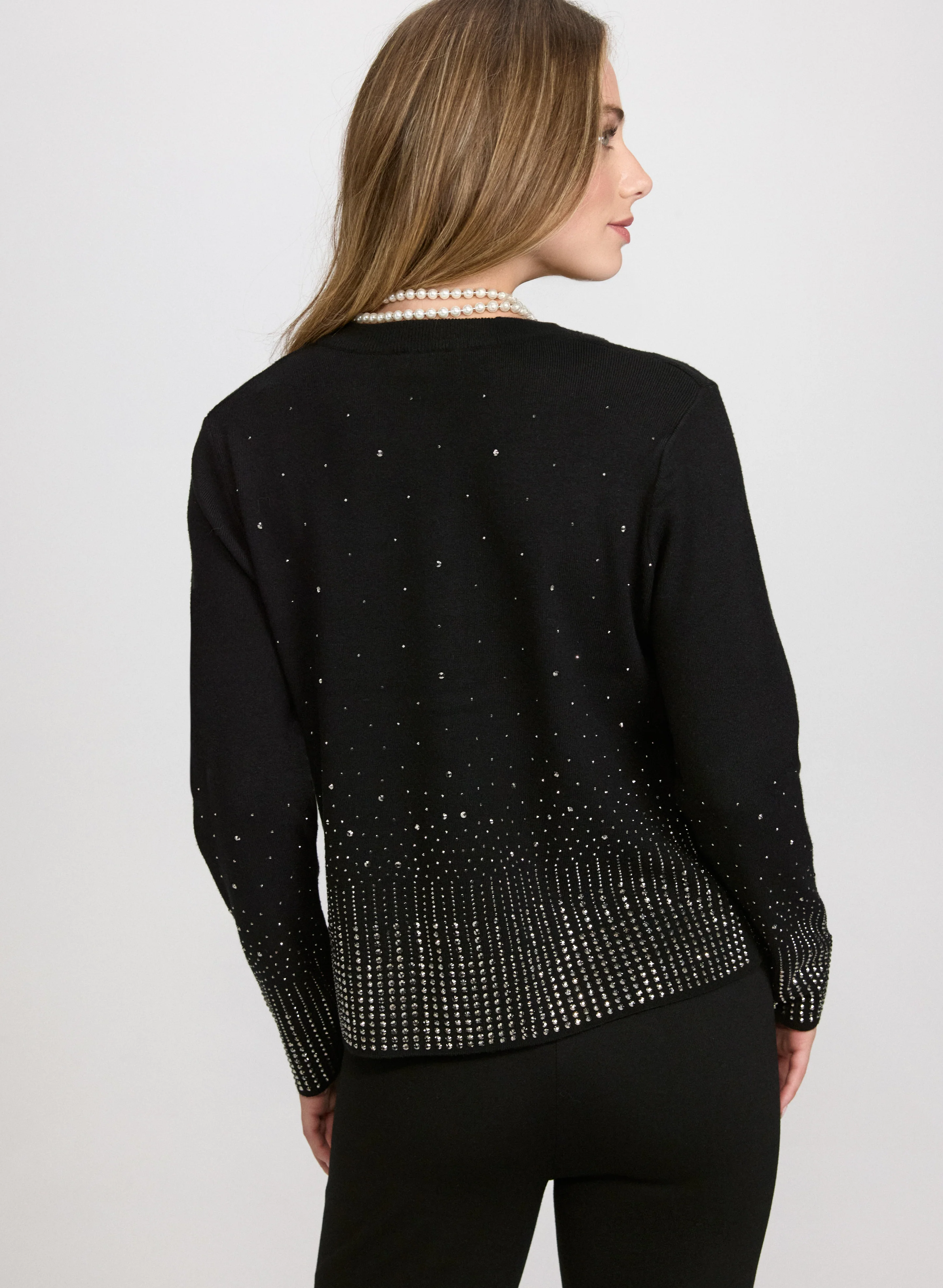 Gradient Rhinestone Embellished Cardigan - Image 4
