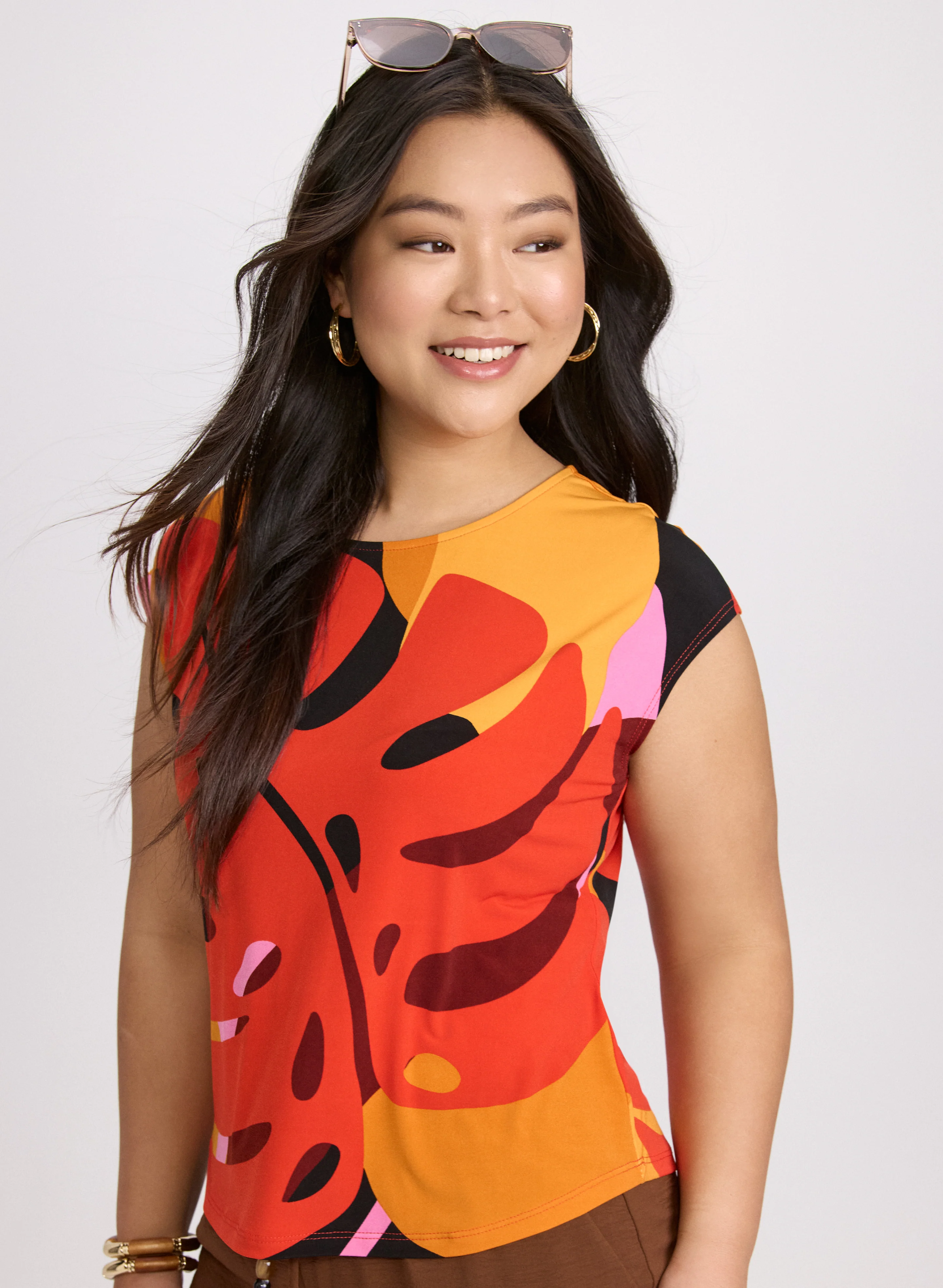 Graphic Palm Print Top - Image 5
