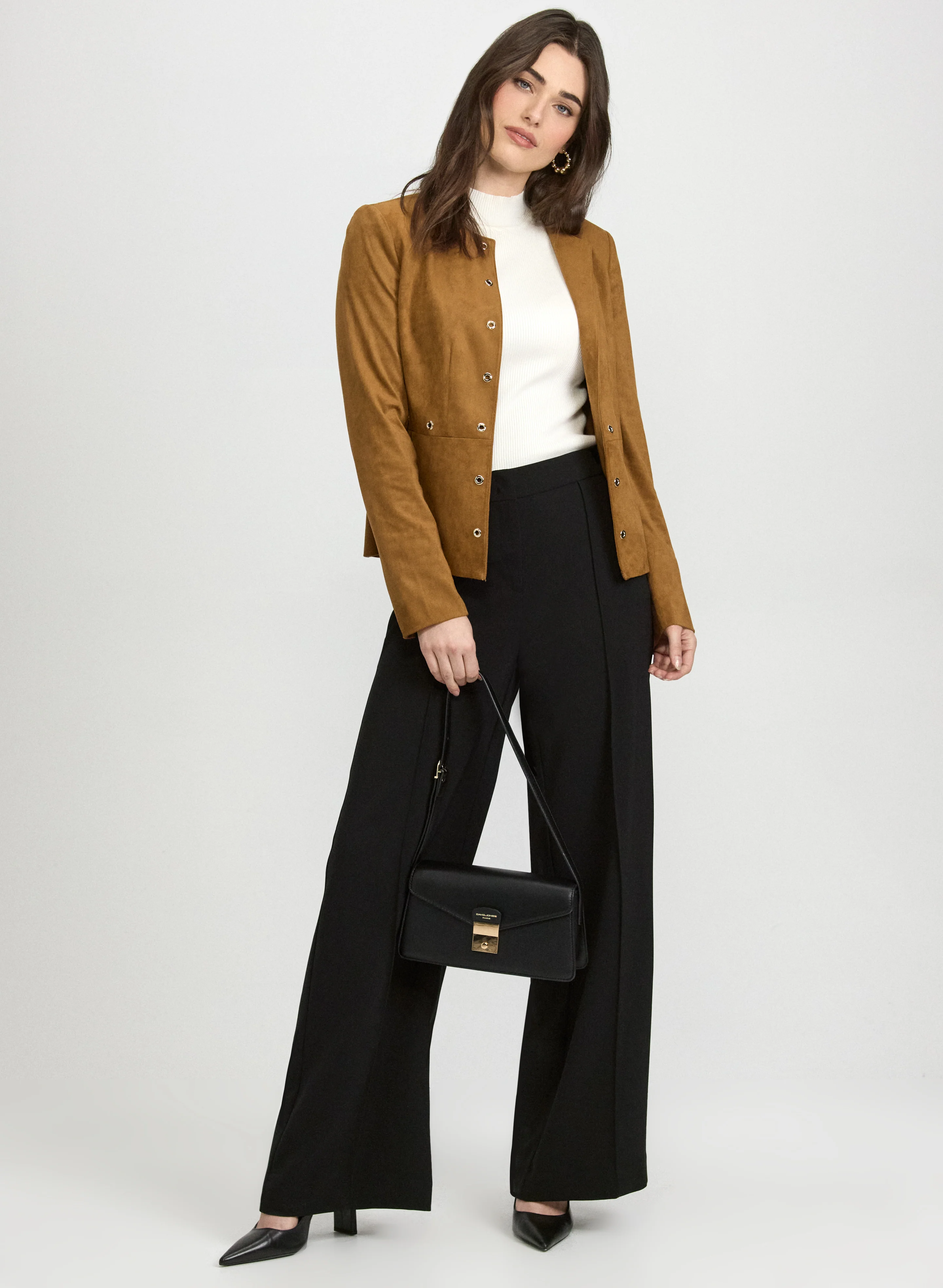 Grommet Detail Jacket & Olivia Wide-Leg Pants