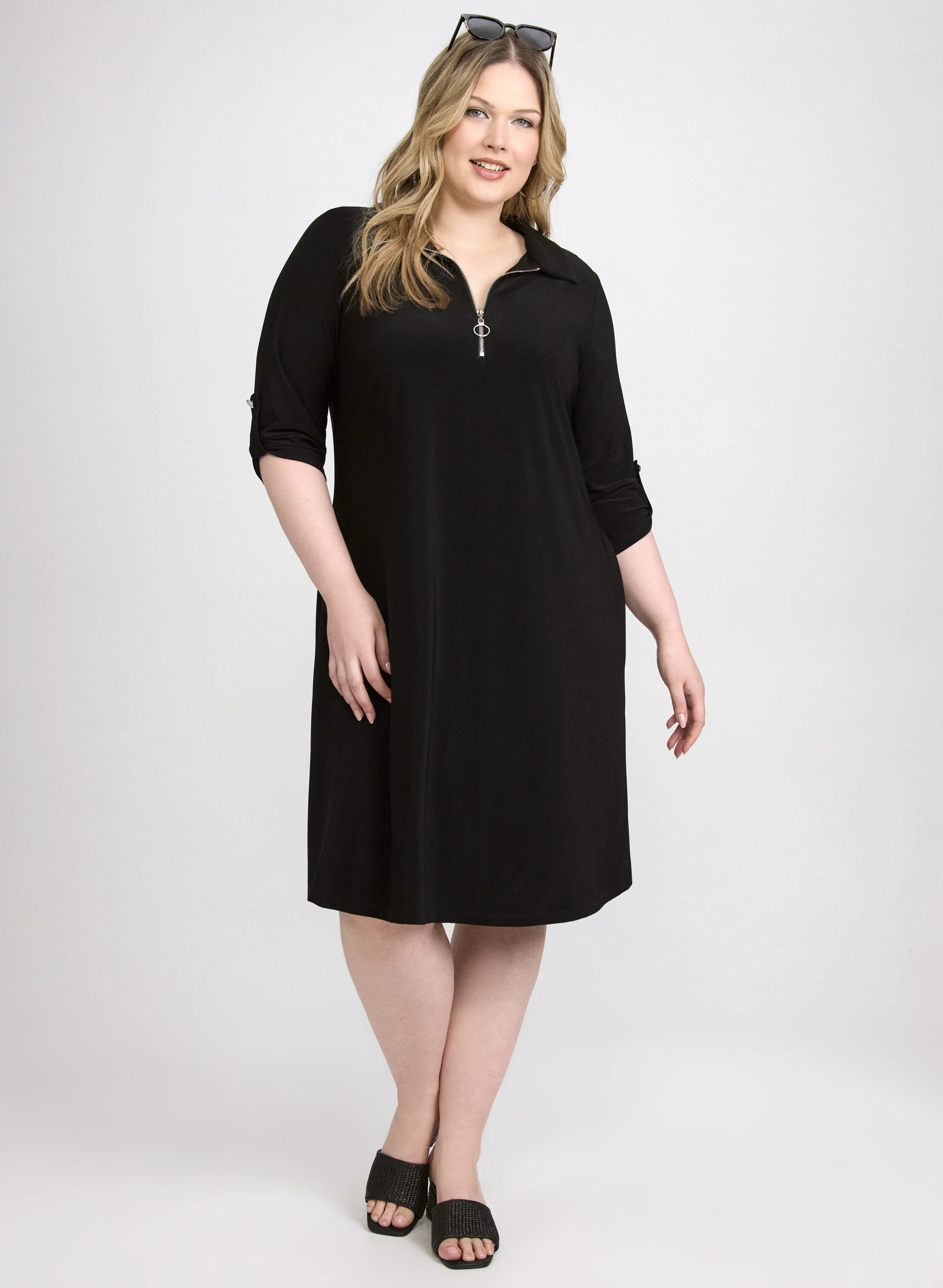 Half-Zip Jersey Dress