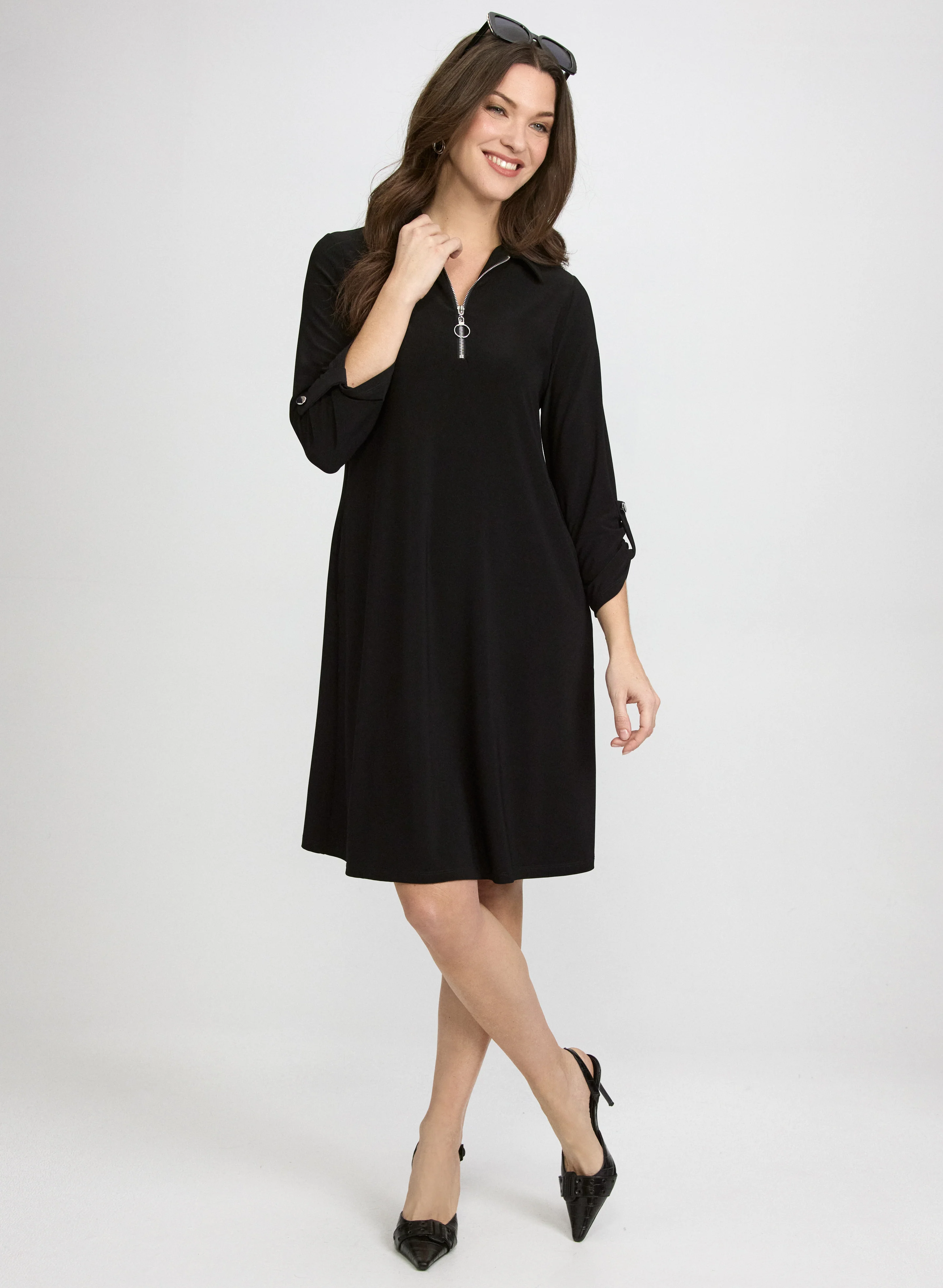 Half-Zip Jersey Dress