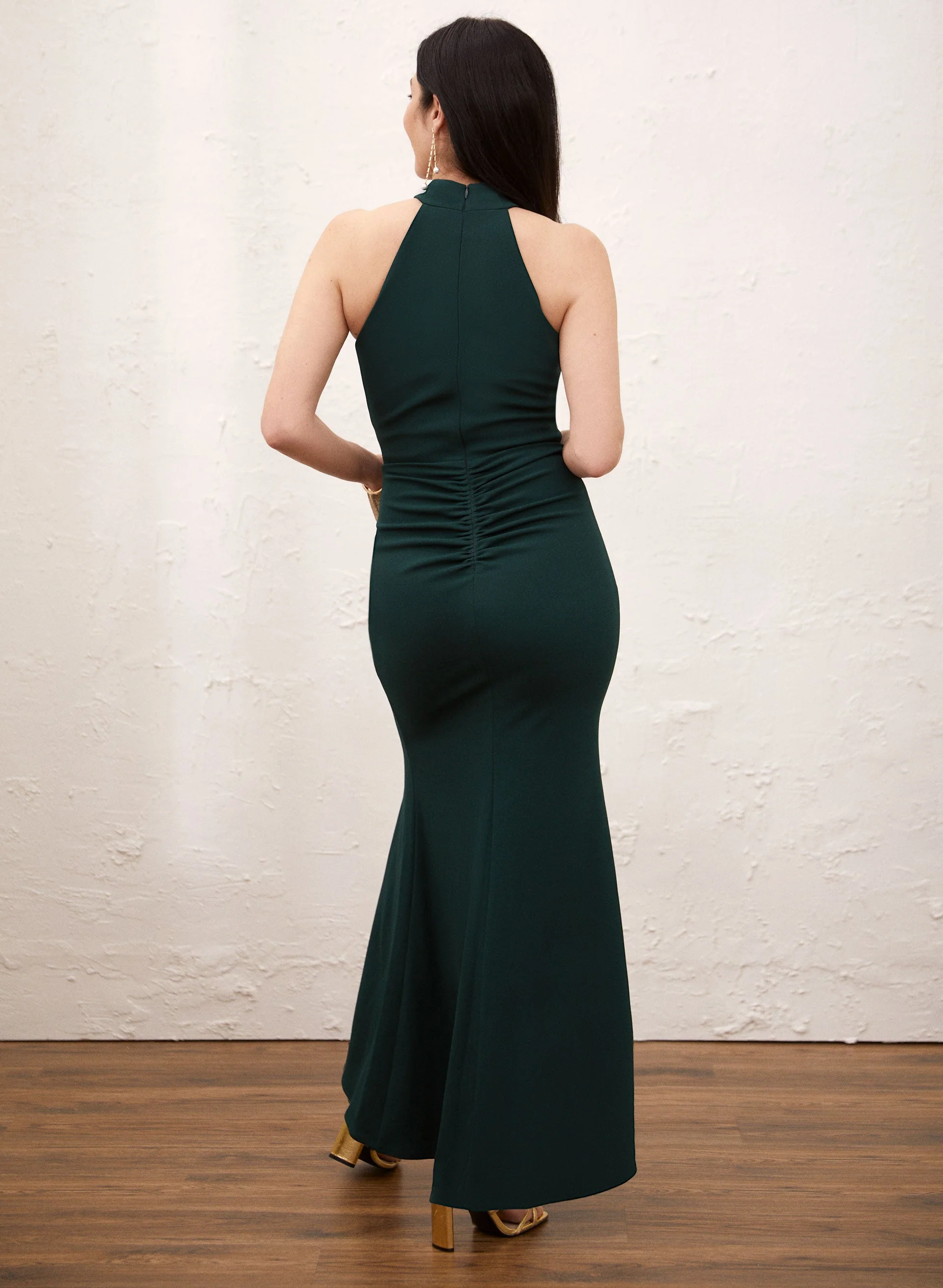 Halter Mock Neck Ruffle Dress - Image 3