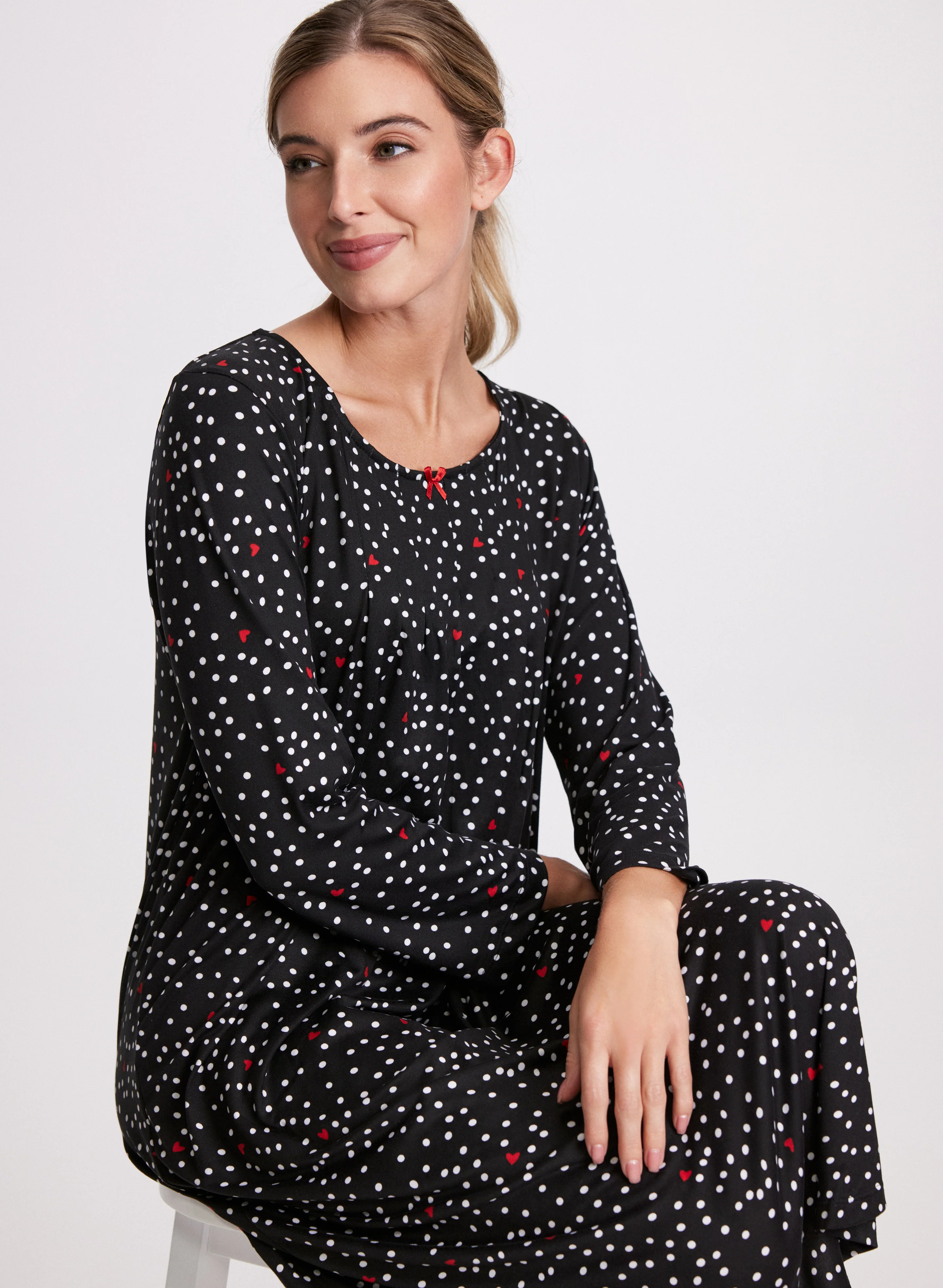 Heart & Polka Dot Print Nightgown - Image 2