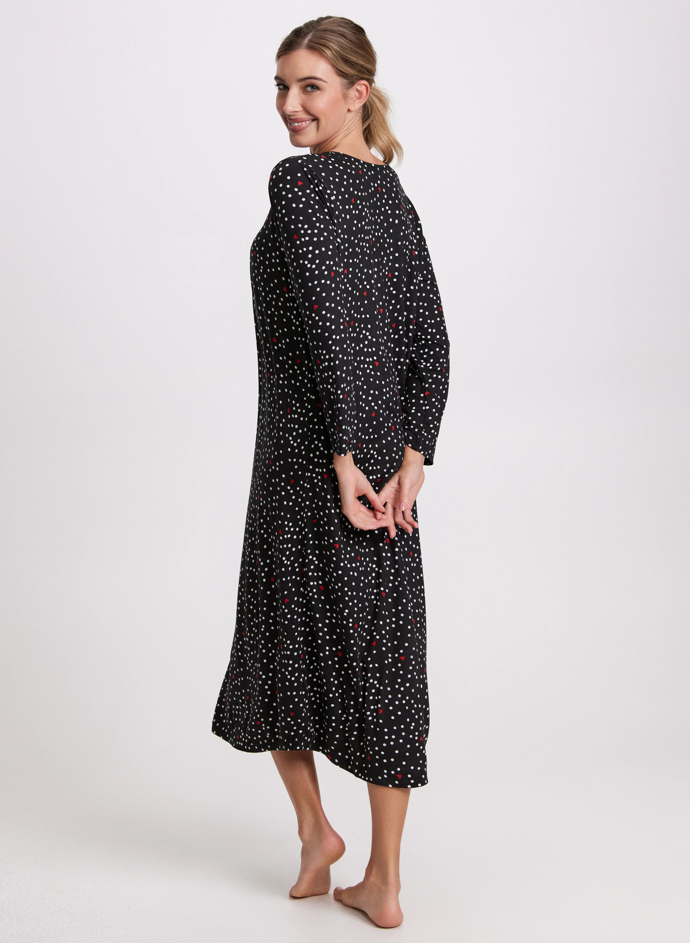 Heart & Polka Dot Print Nightgown - Image 3