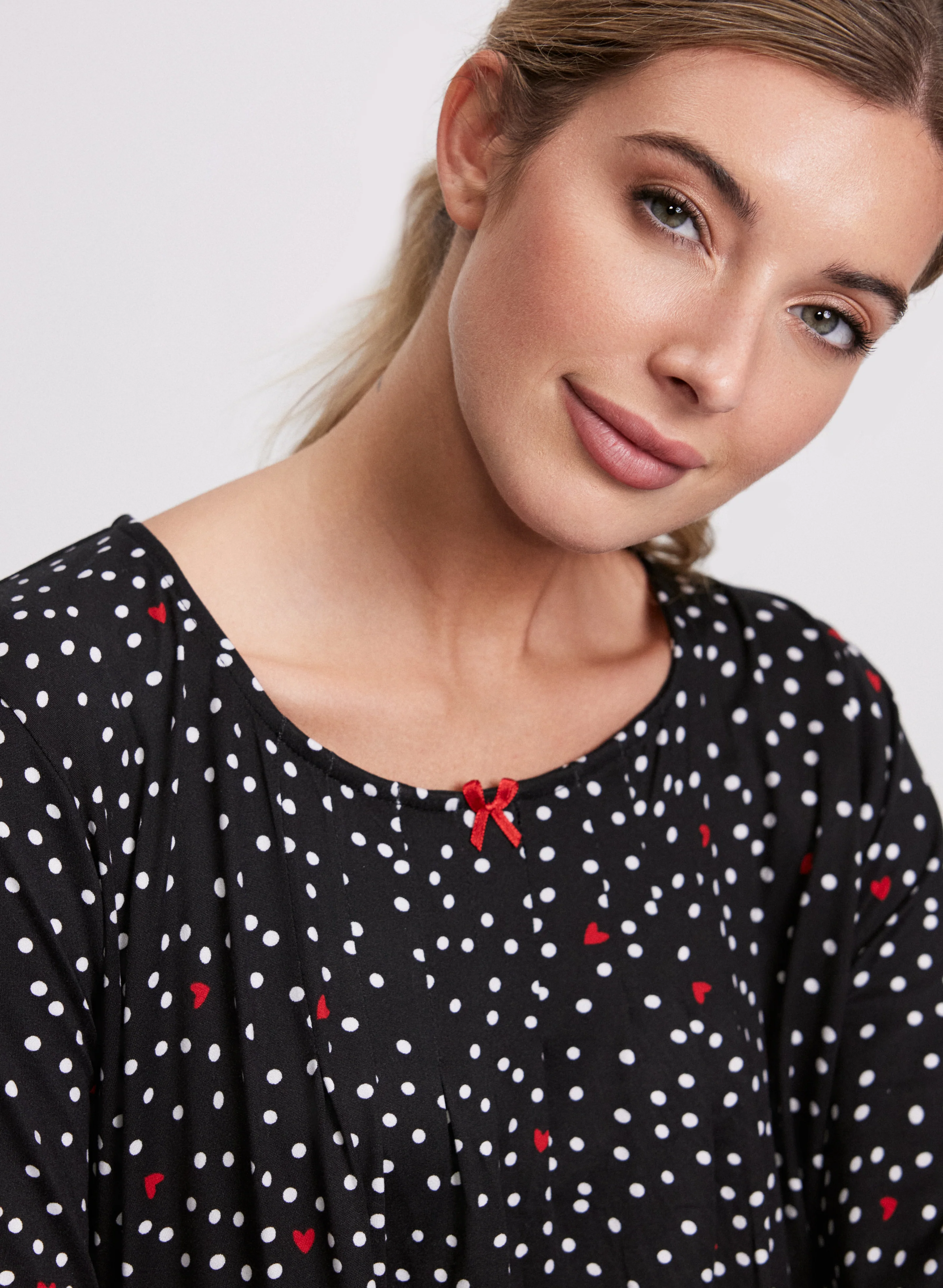 Heart & Polka Dot Print Nightgown - Image 5