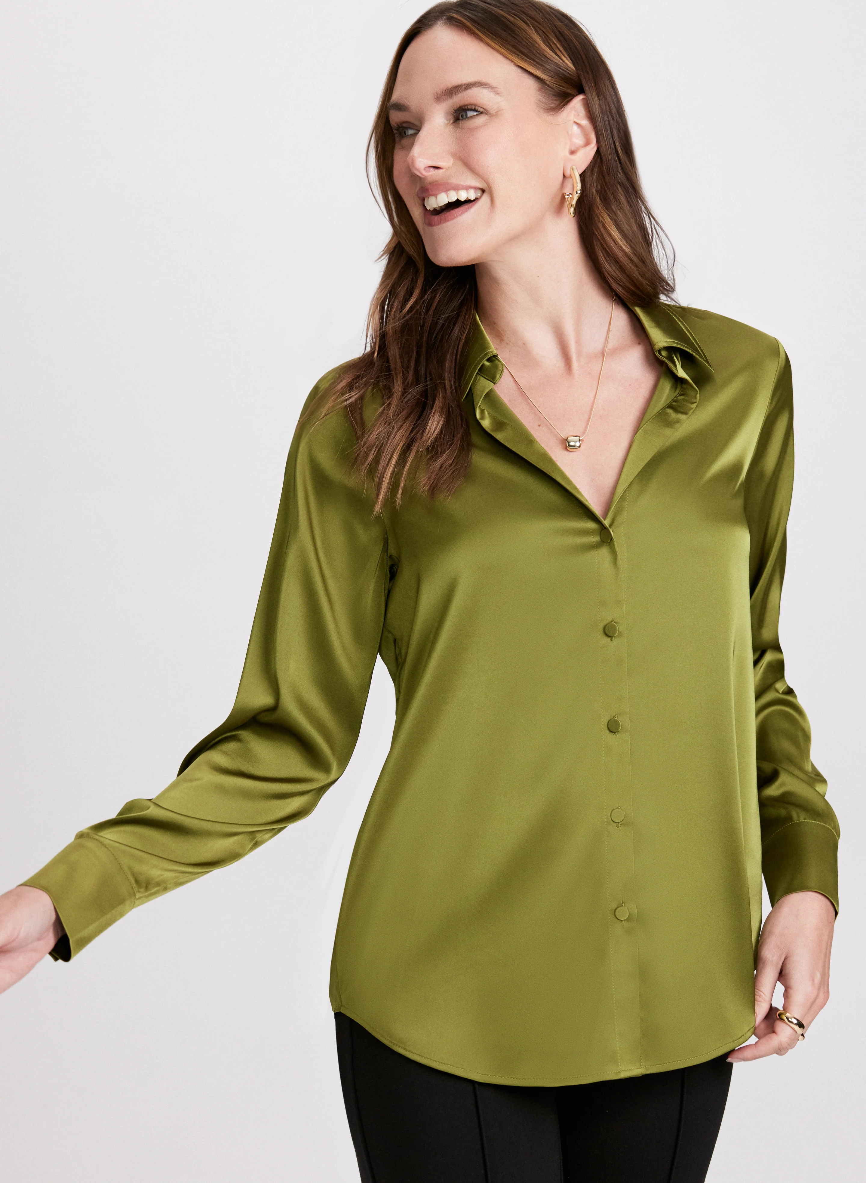 High-Low Satin Blouse - Image 2