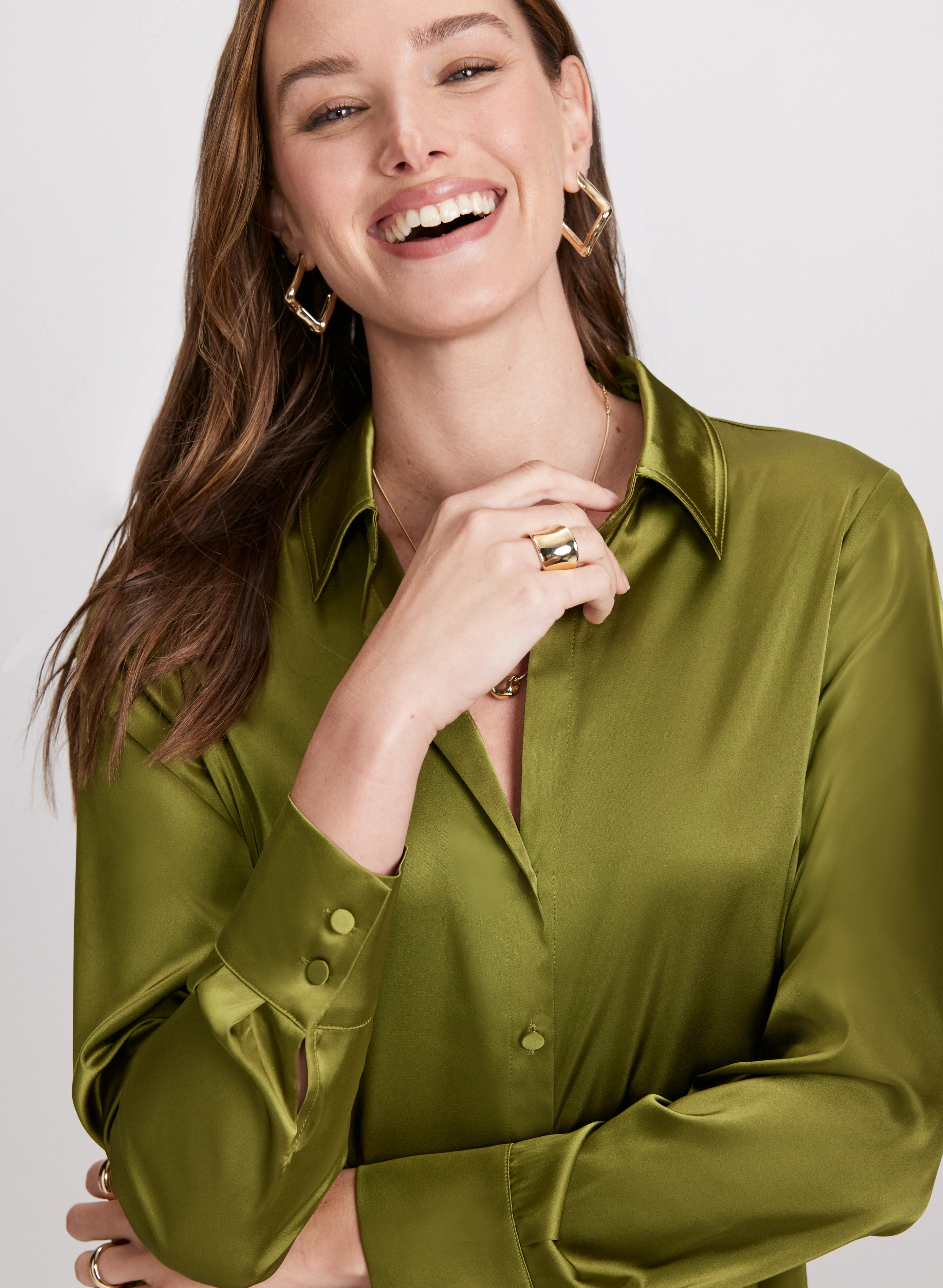 High-Low Satin Blouse - Image 5