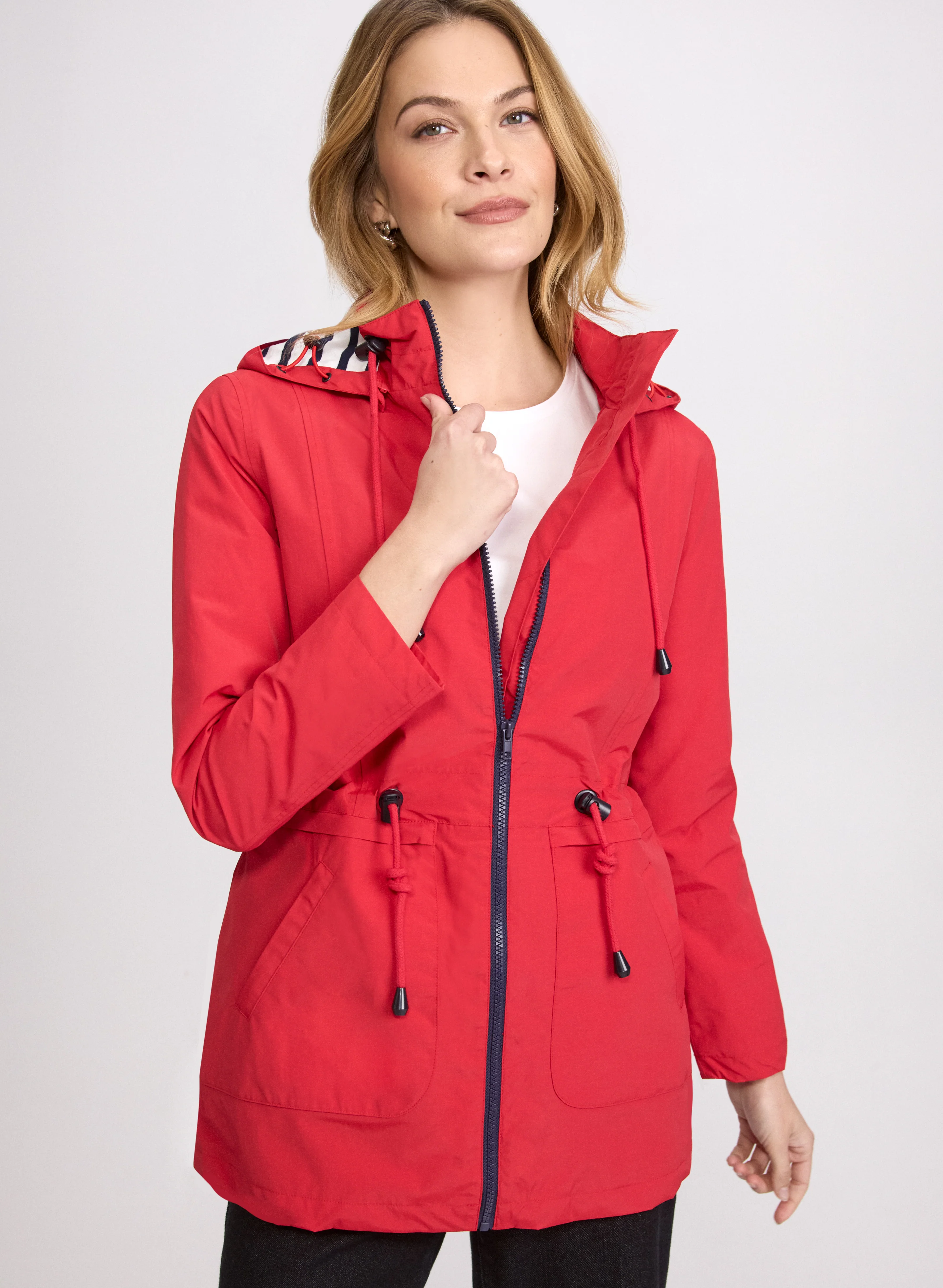 Hooded Nylon Rain Coat