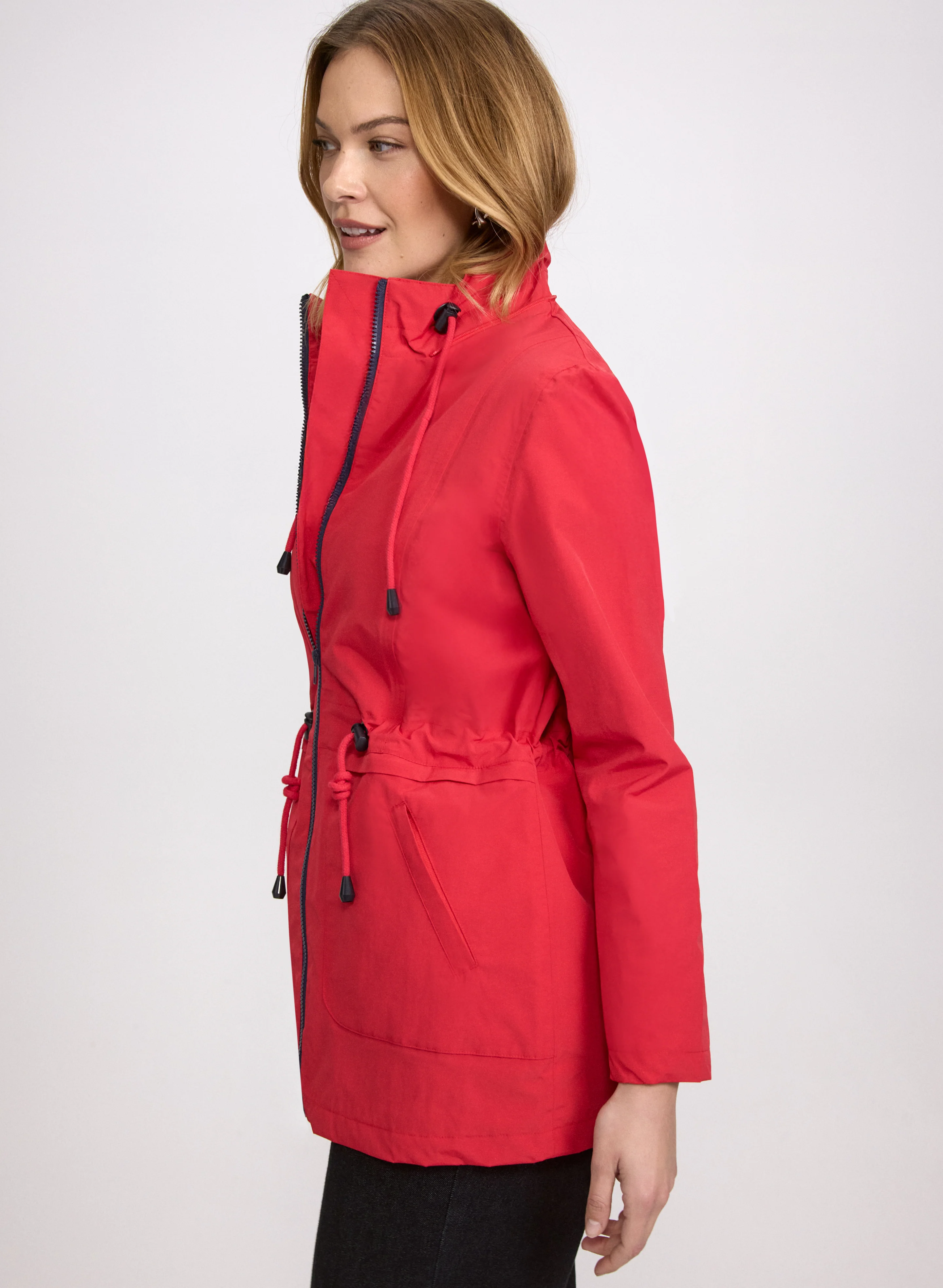 Hooded Nylon Rain Coat - Image 4