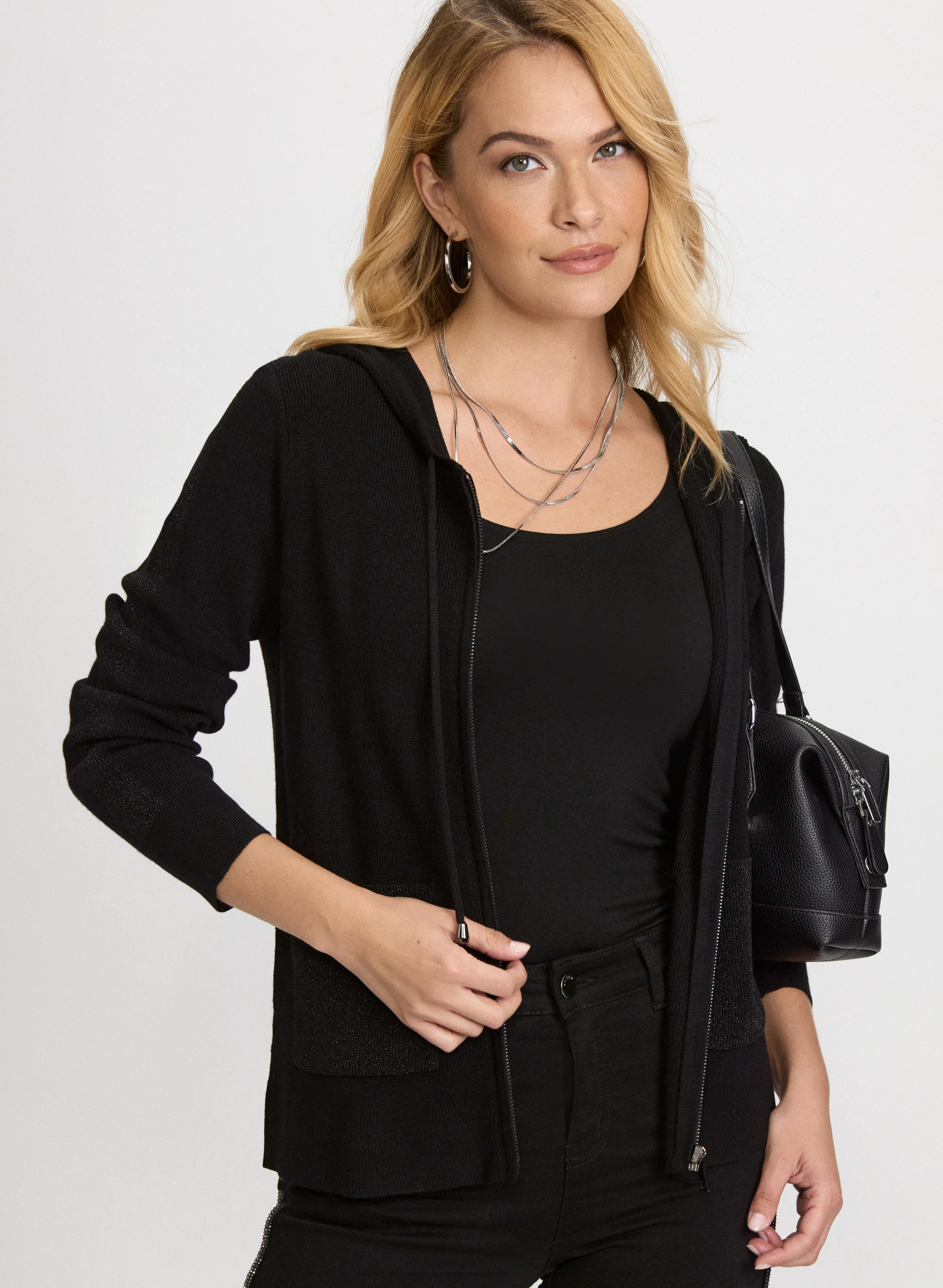 Hooded Zip-Front Sweater