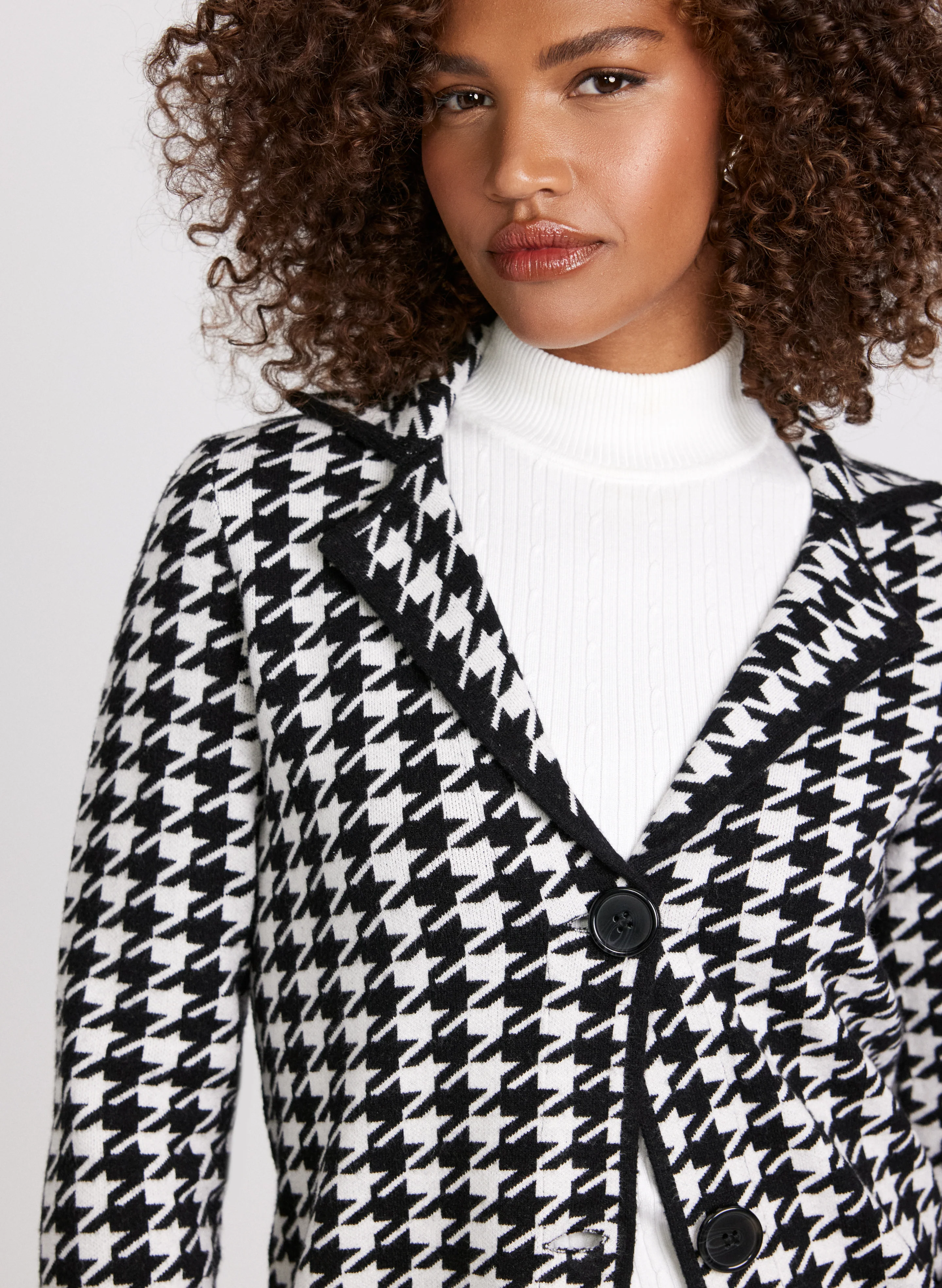 Houndstooth Print Coatigan - Image 4