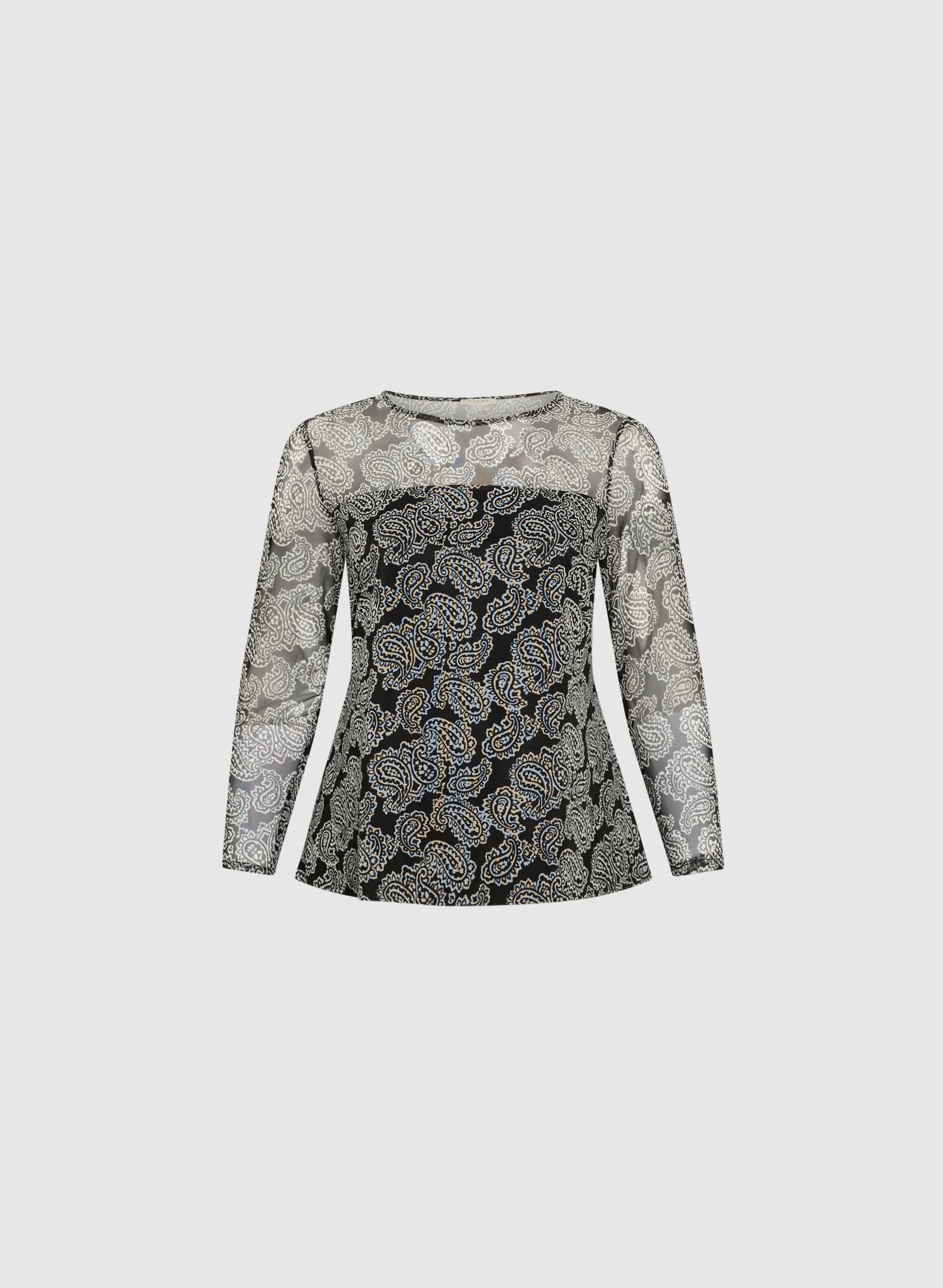 Illusion Neck Paisley Print Top - Image 6