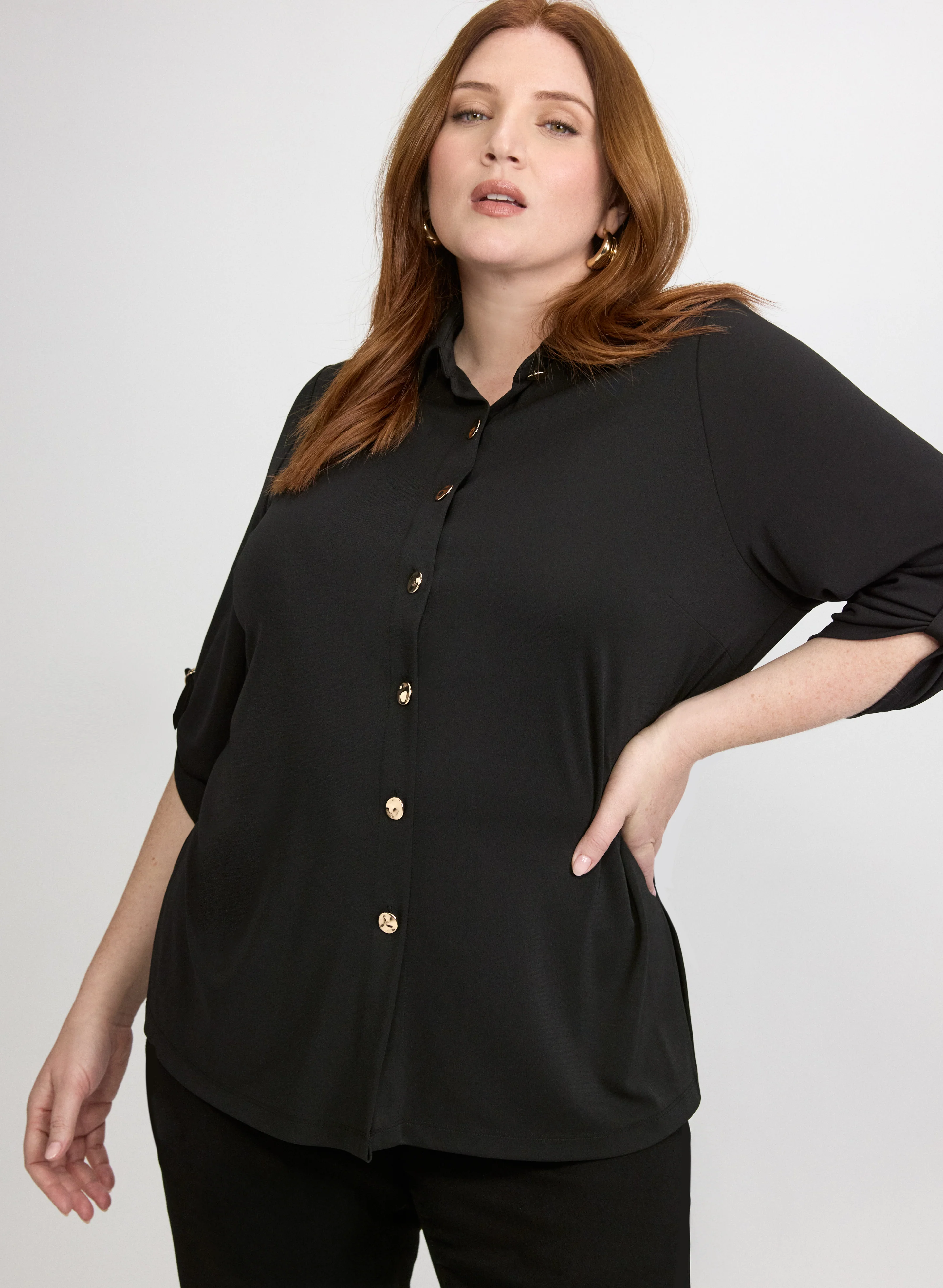 Jersey Button-Down Top