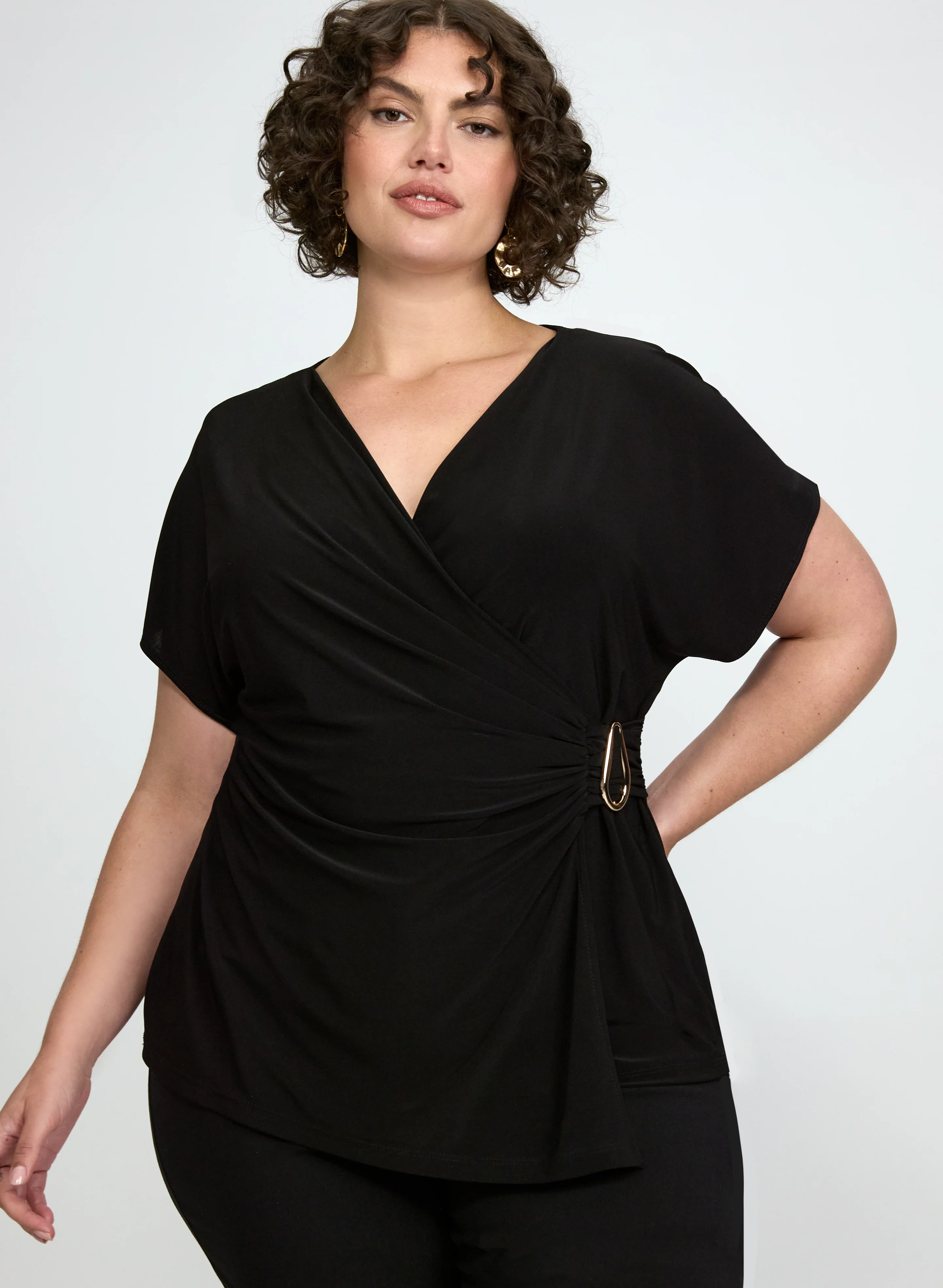 Jersey Faux-Wrap Top