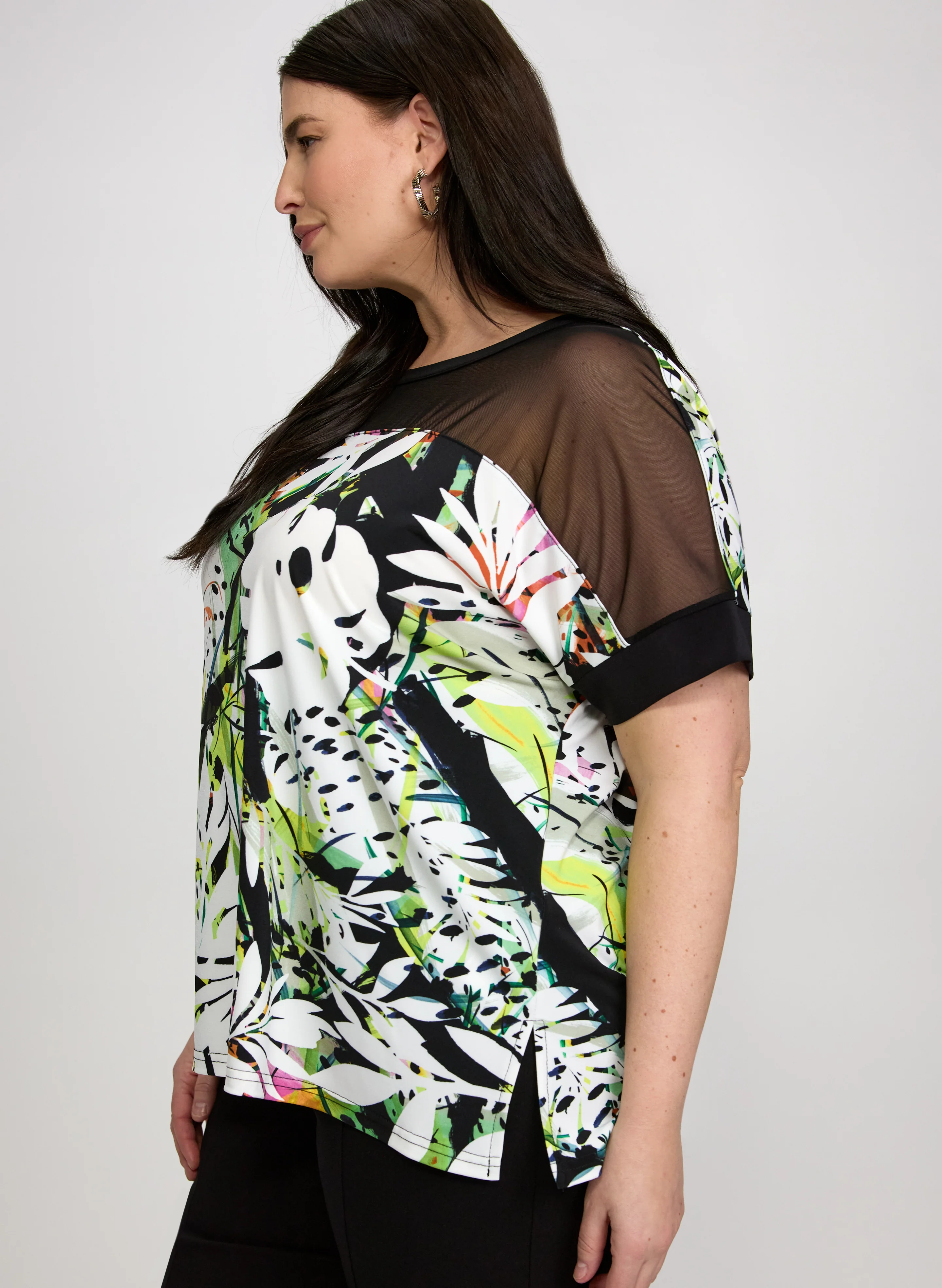 Joseph Ribkoff - Abstract Leaf Print Top - Image 2