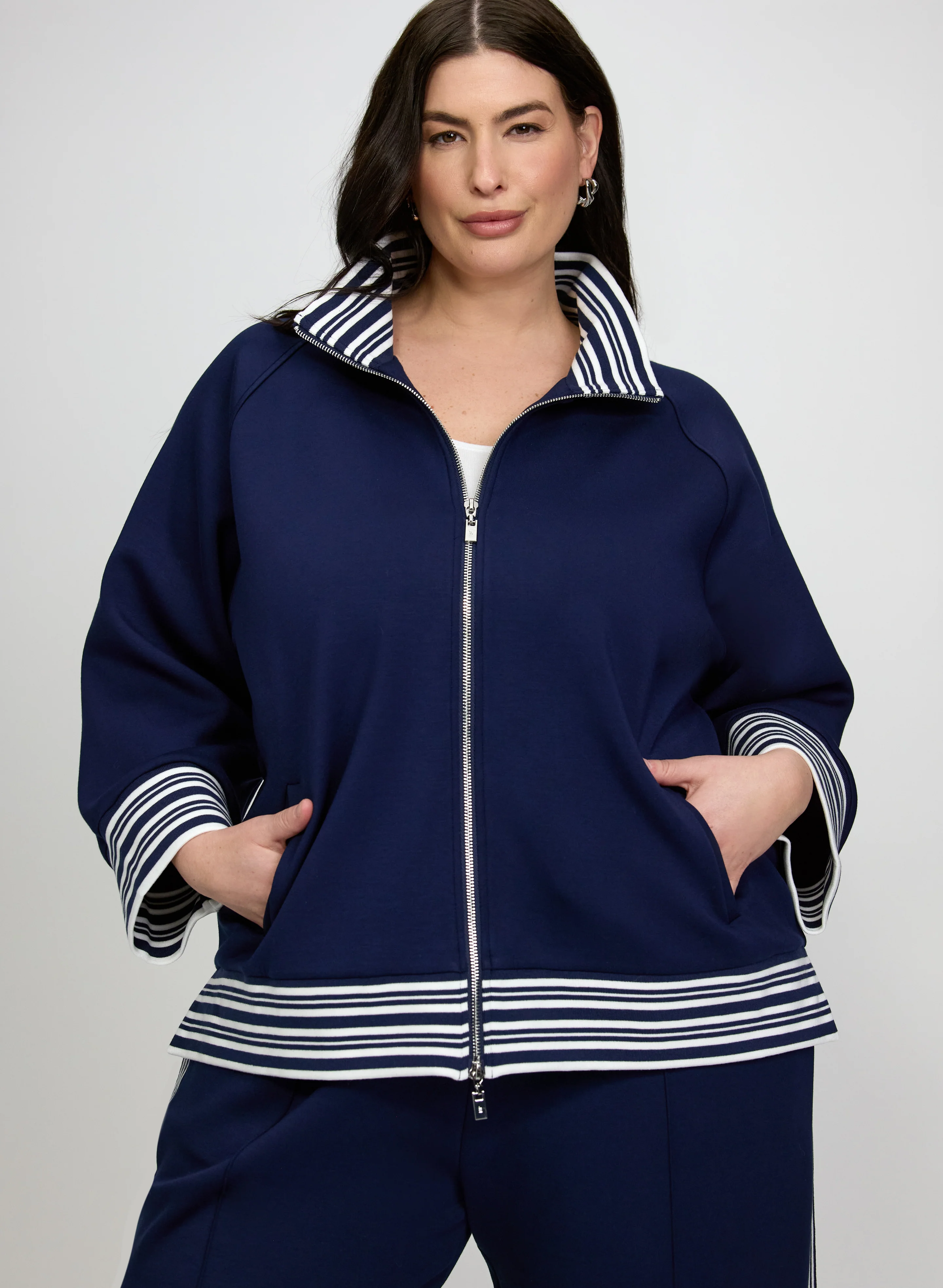 Joseph Ribkoff - Contrast Zip-Up Top